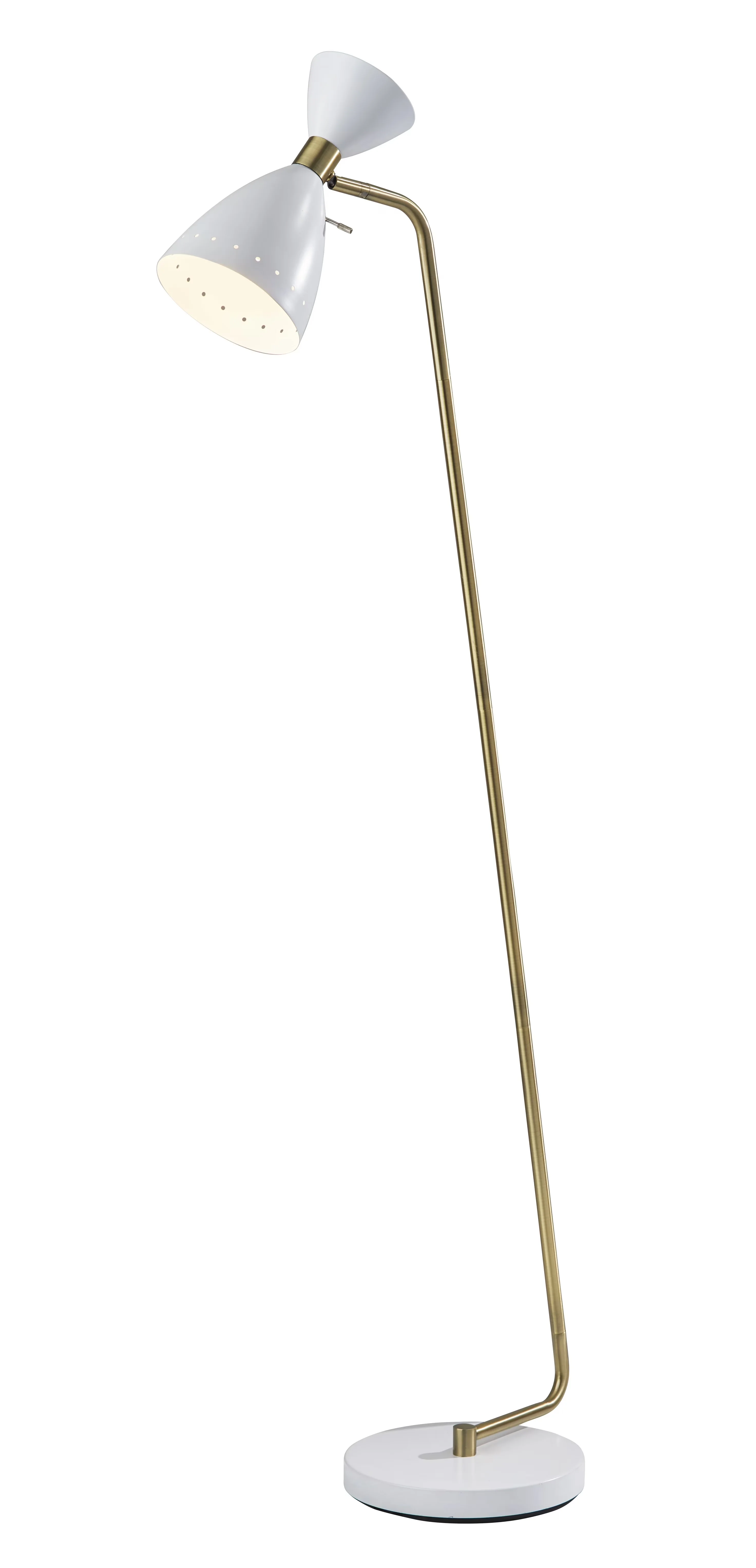 Essential Floor Lamp with Mid-Century, Adjustable Head, Standard Lamps - White, Gold, Multicolor Metal Model D863B3
