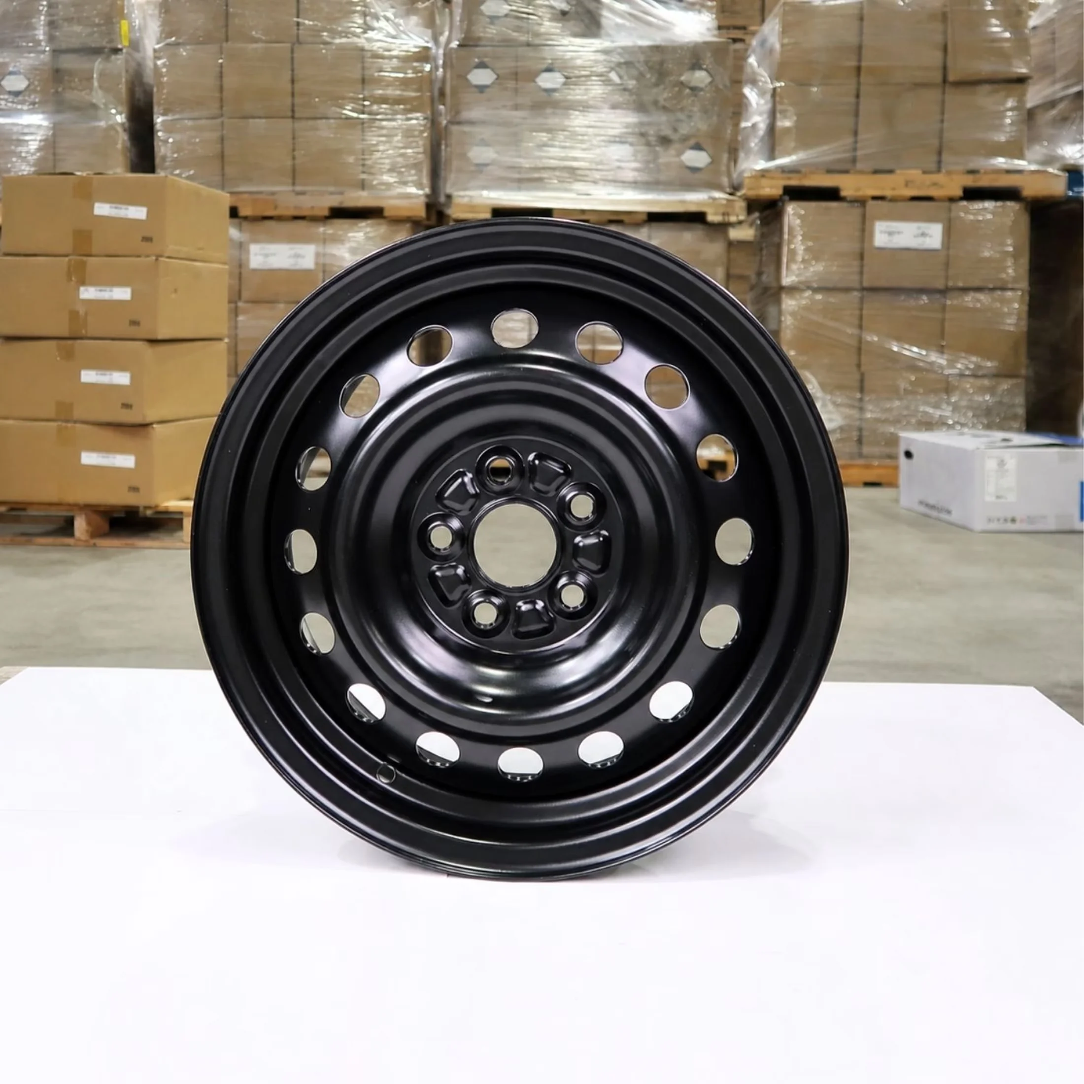 Essential Wheels And Rim with Split Spokes, 15 inch Black Steel Wheel 5x100 - Black Steel Model 66856B