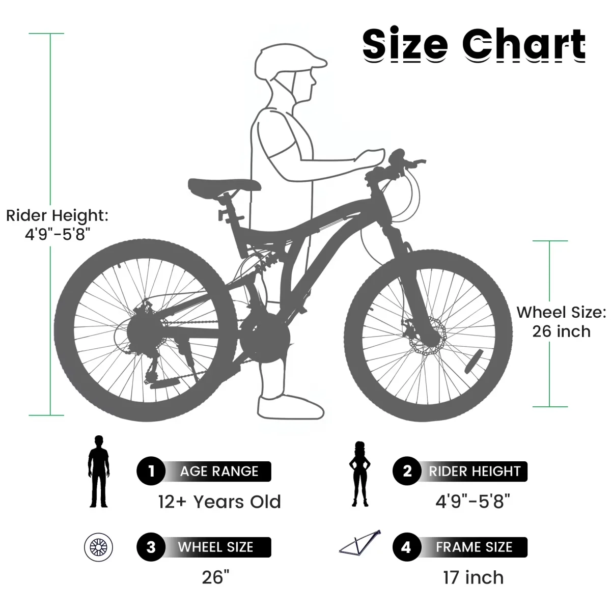 Classic Mountain Bike with Adjustable Seat Height, Alloy Rims, Full Suspension Steel Frame - 26 Inch Red Model AC89ED