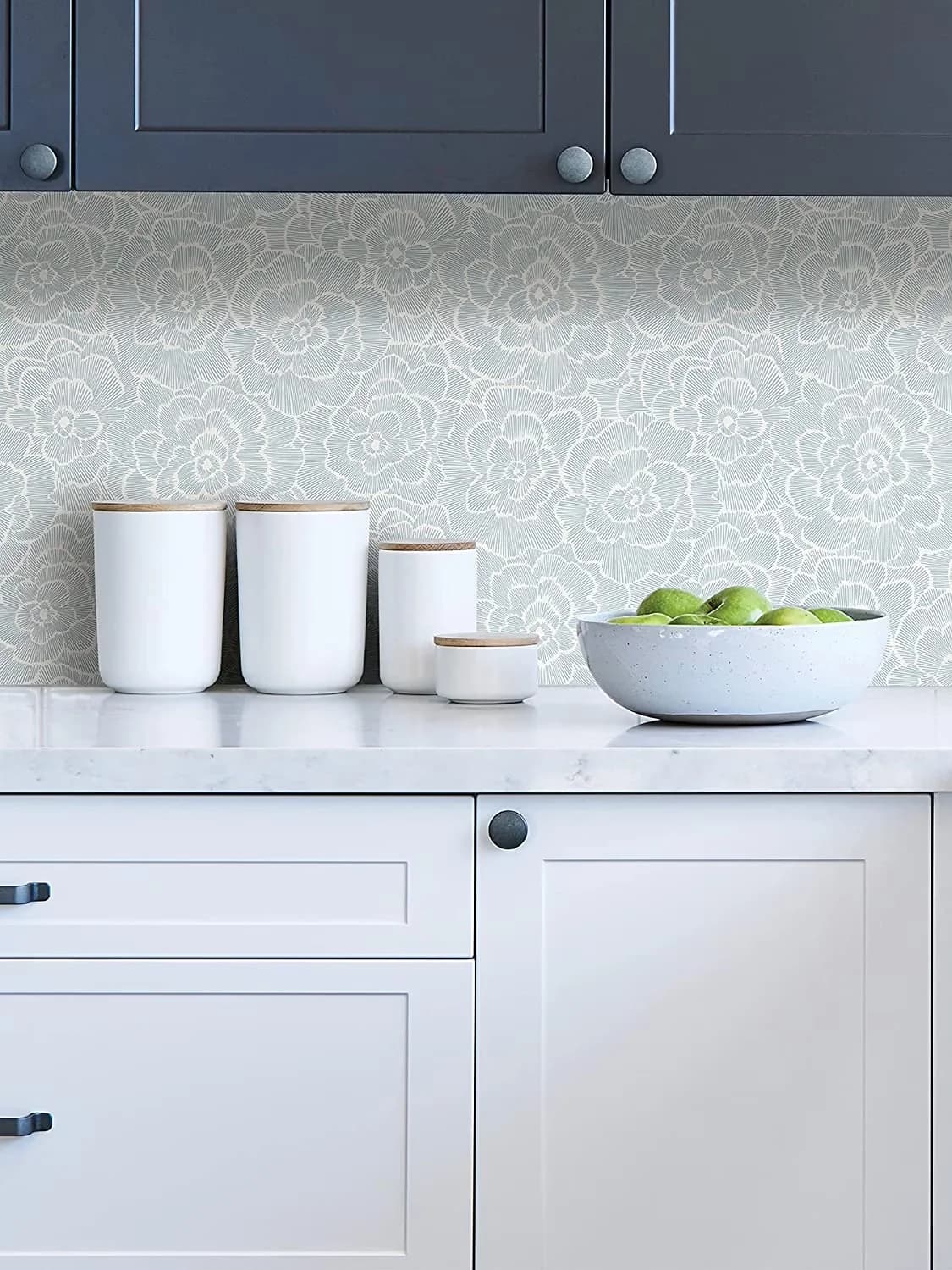 Sleek Wallpaper with Removable, Blue Saraya Peel & Stick - Vinyl Blue - Durable Build Model E63A31