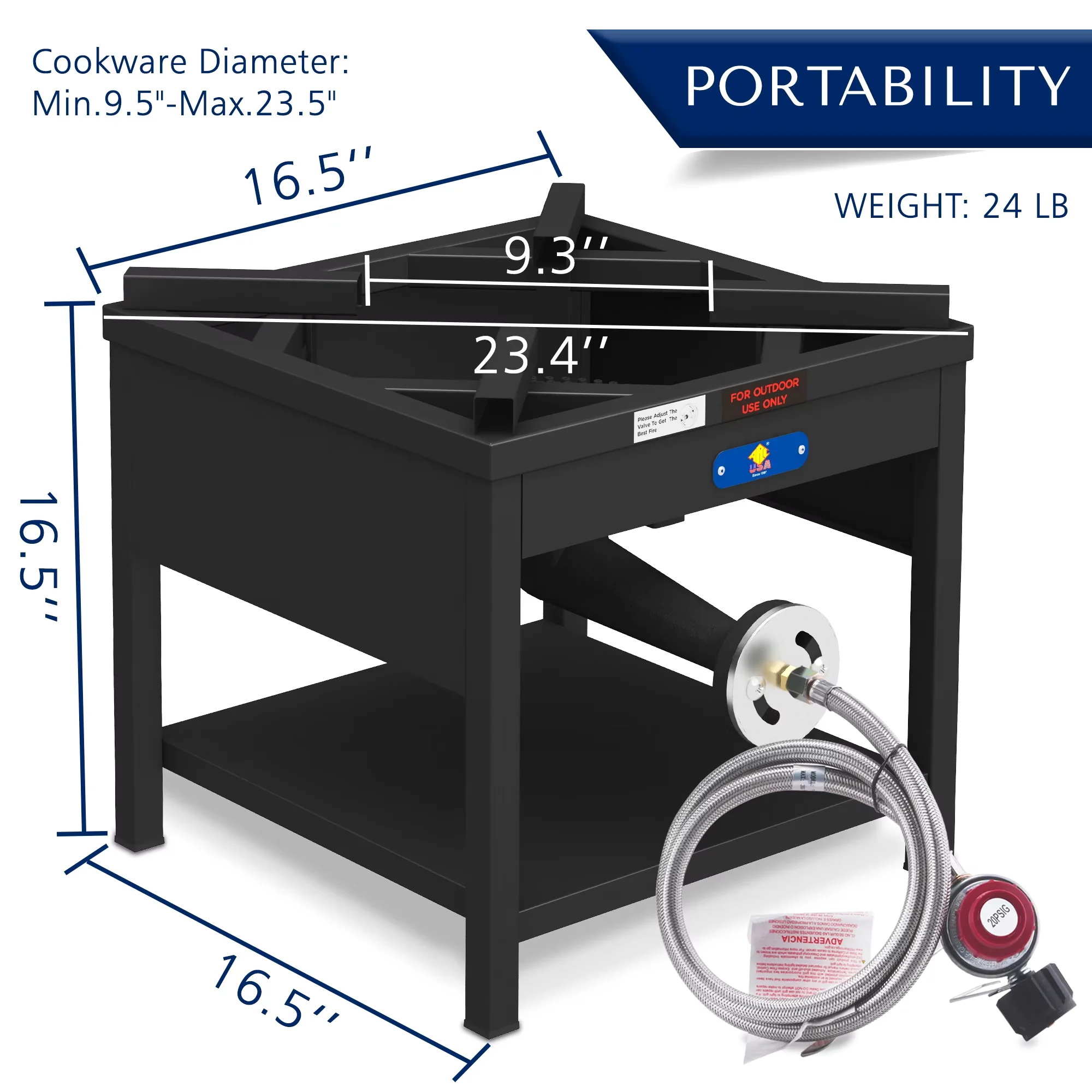 Reliable Outdoor Fryer with 200000 BTU, Propane Burner - Silver Stainless Steel Model E172D9