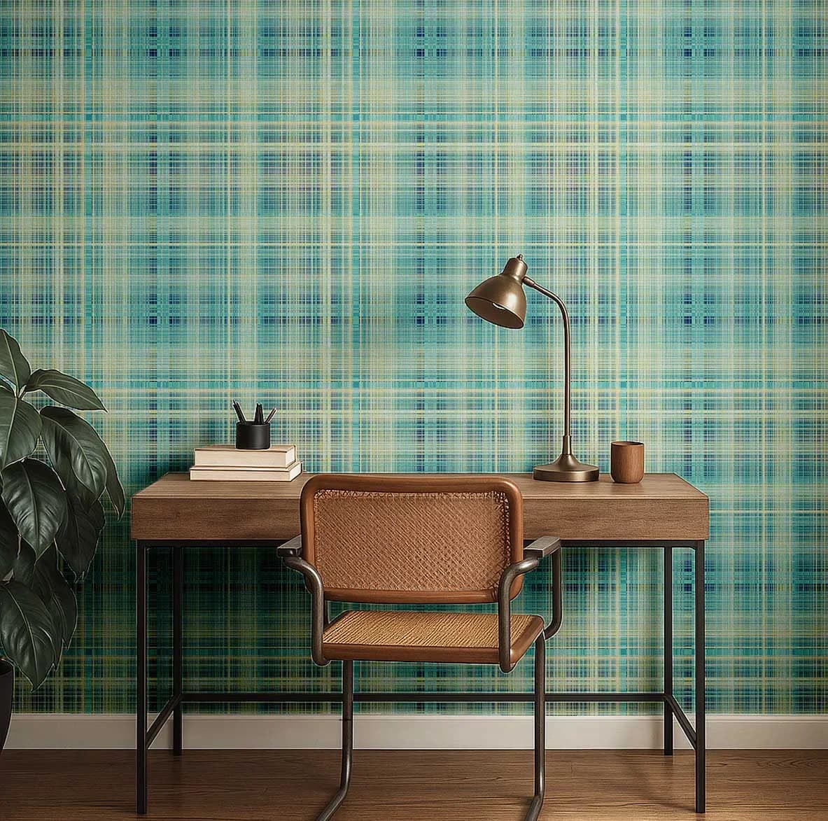 Wallpaper Stylish with Waterproof, Durable, Removable - Green Vinyl for Home Model 07B064