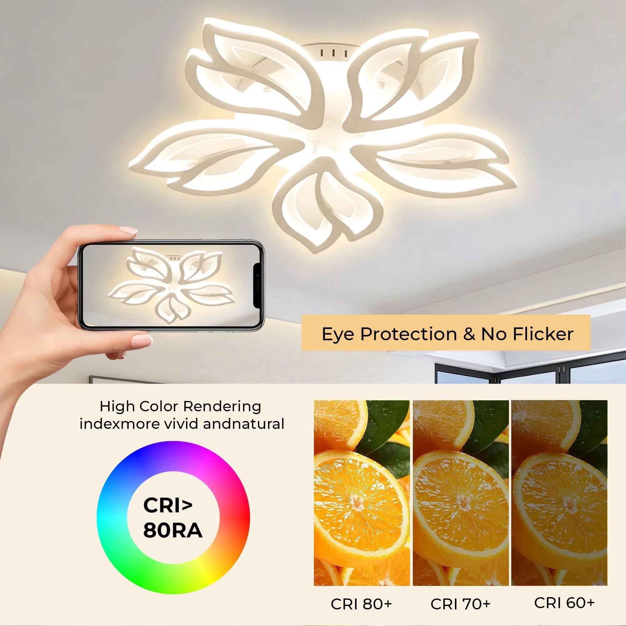 Ceiling Lights Fixture Sleek with LED, Modern, Eco Friendly - White Aluminum for Dining Room, Living Room Model 1804CE