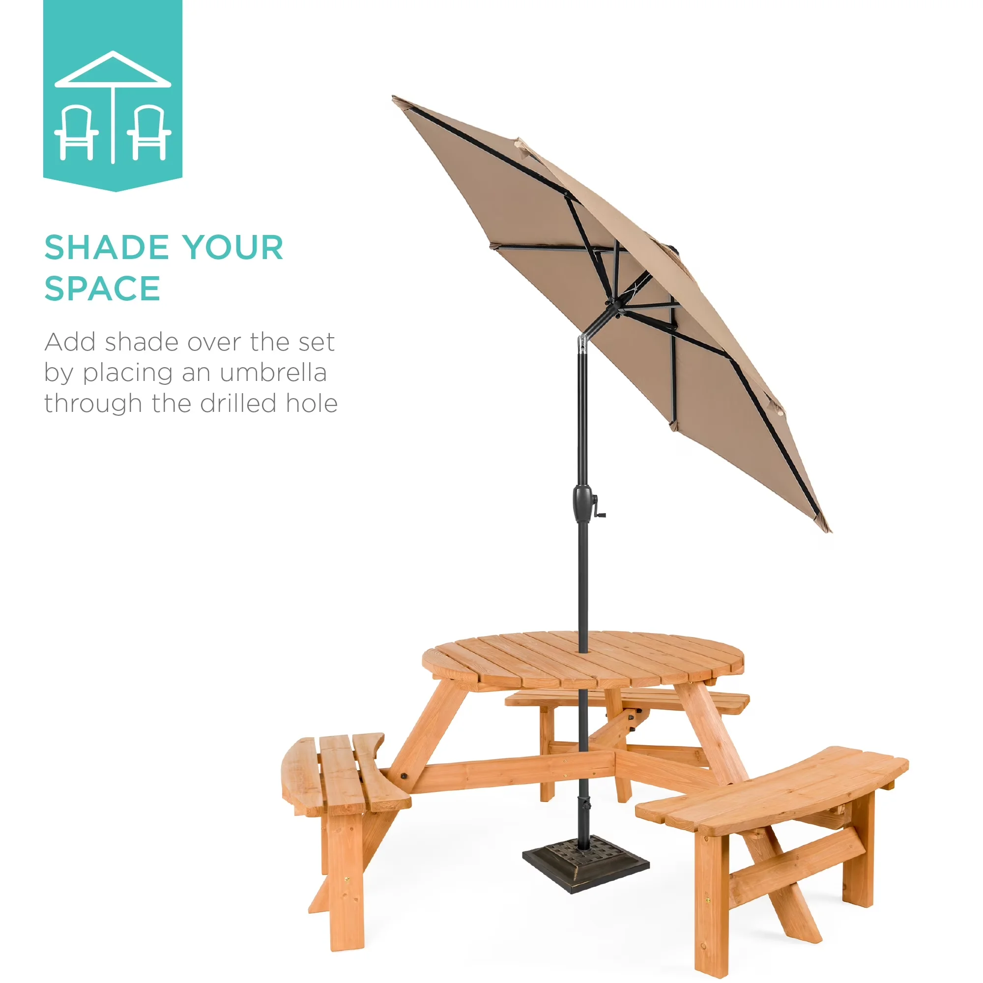 Essential Patio Dining Set with Natural, 500lb Capacity - Person - Built to Last Model 1AFB08