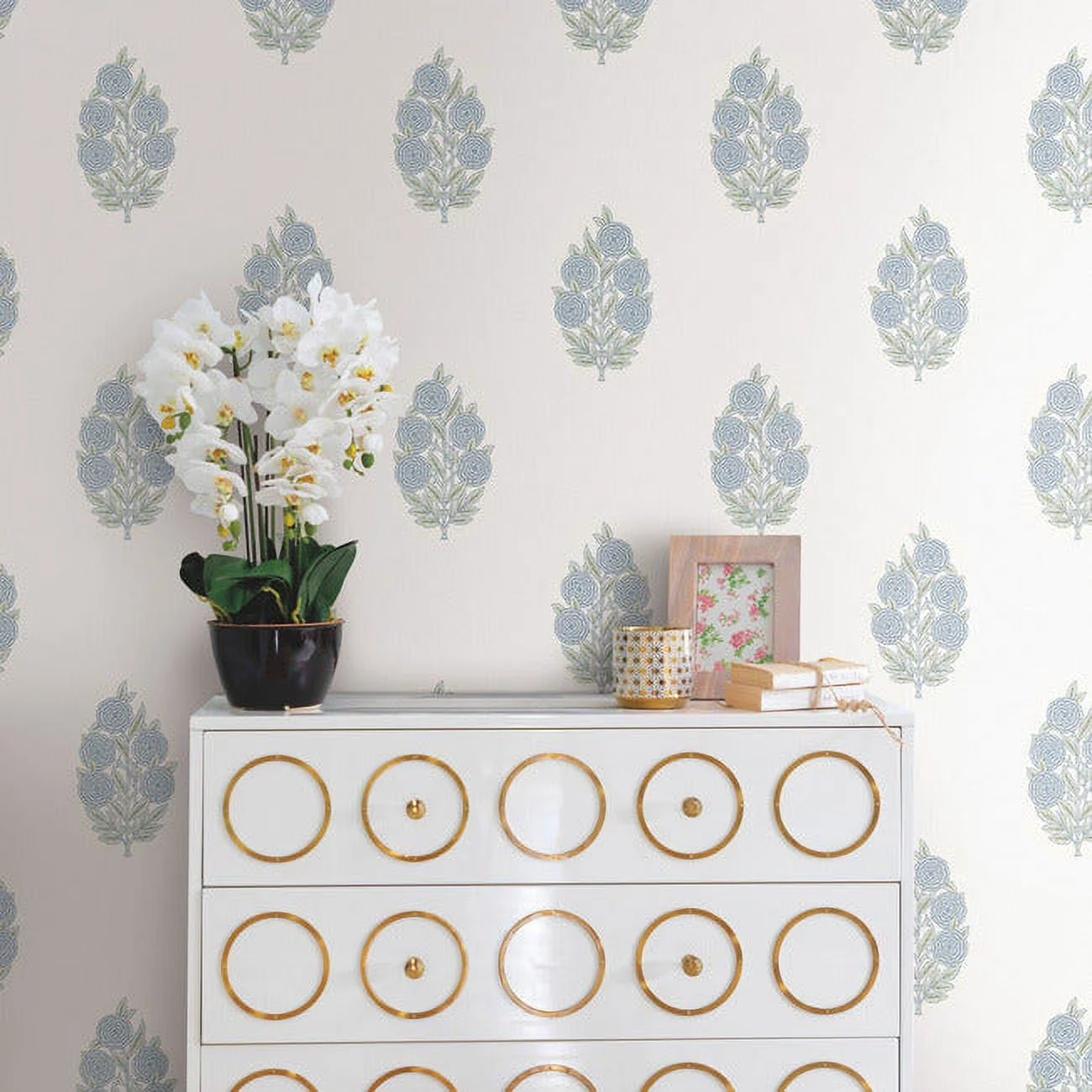 Modern Wallpaper with Reusable, Tamara Day Dutch Floral - Vinyl Roll - Compact and Portable Model 7C26A9
