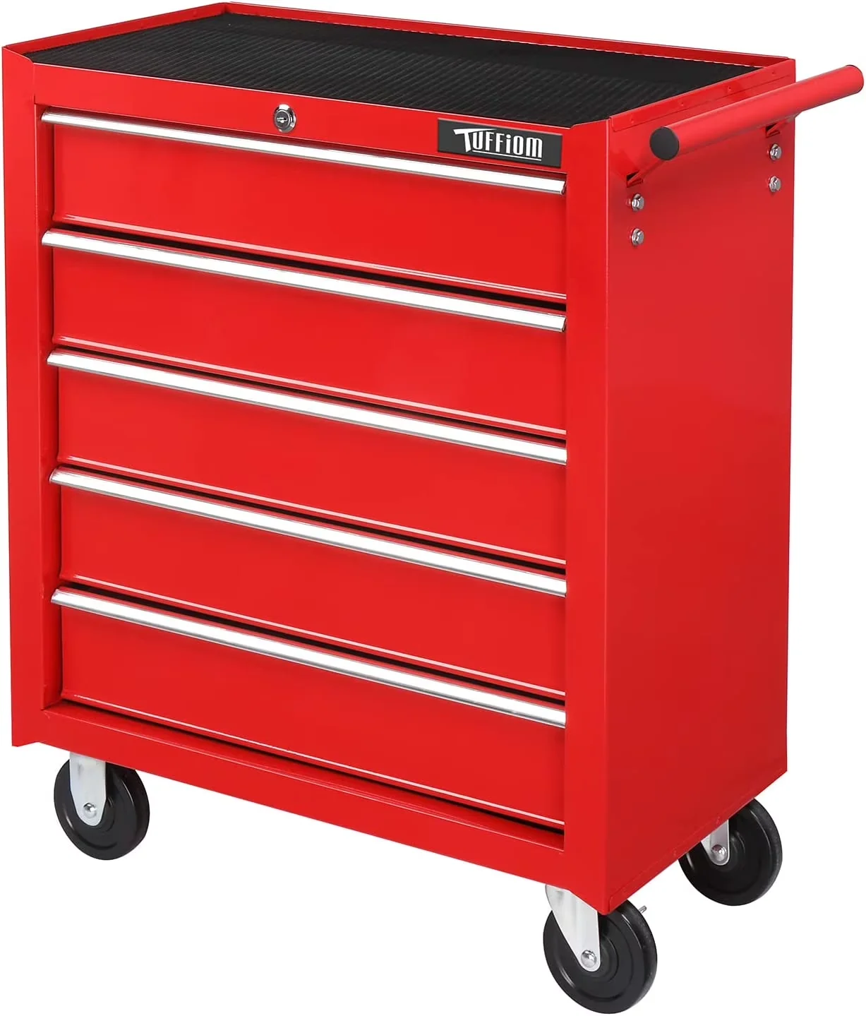 Durable Toolstorage with Lockable, Tool Storage Organizer Box Cabinet, Wheels - Red Steel Model F25747