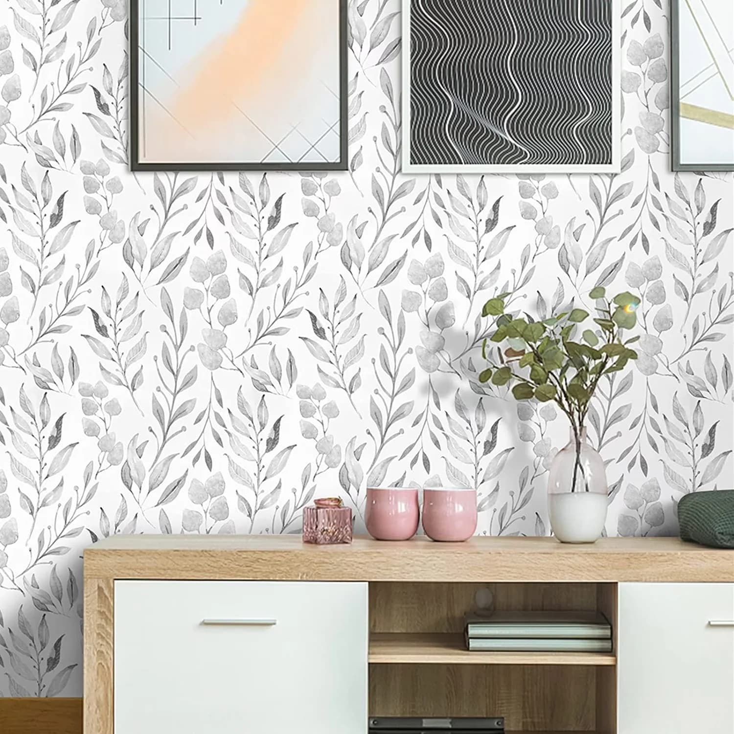 Classic Wallpaper with Waterproof, Safe To Use, 17.7 in x32.8 ft - Vinyl White Model 0FA67C