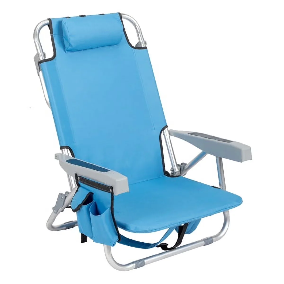 Reliable Beach Chair with Folding, Adjustable, Cup Holder Storage Pouches Blue - Blue-B Model 9C3755