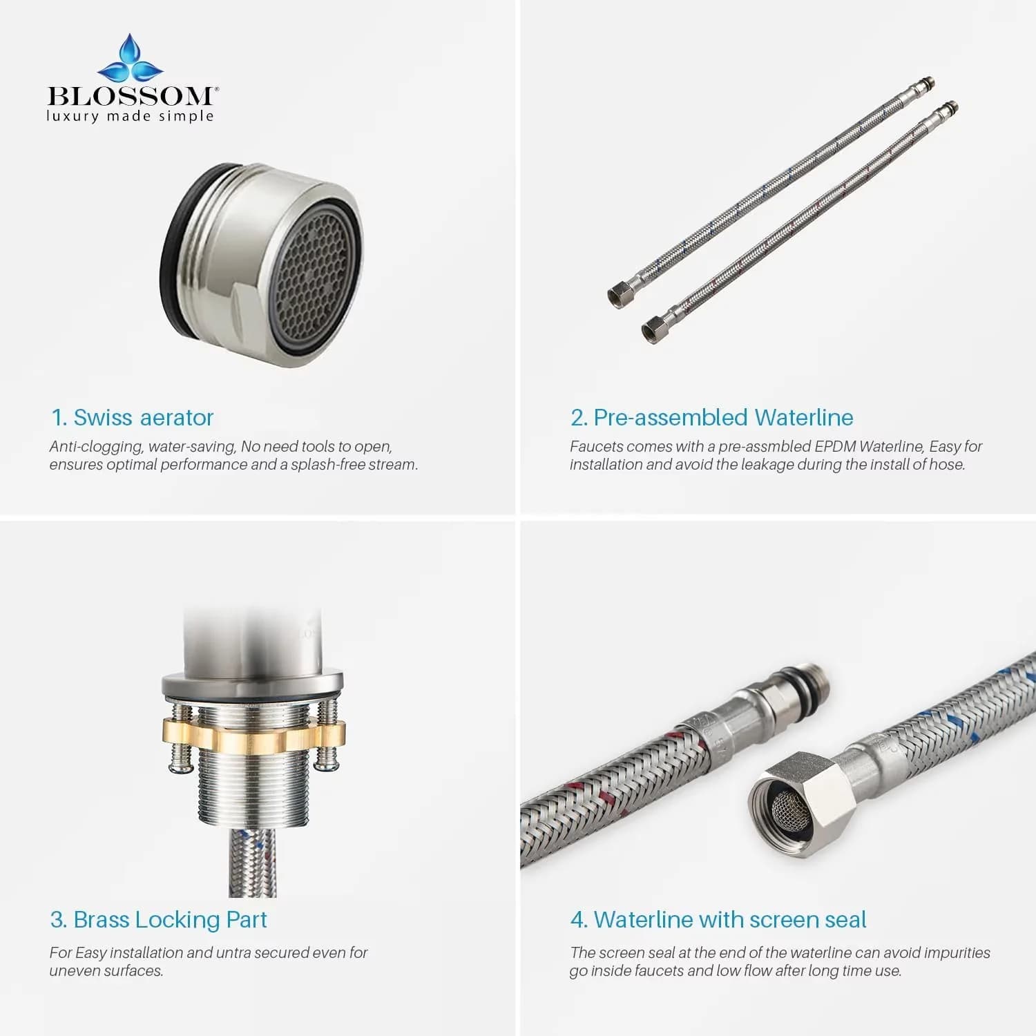 Classic Bathroom Renovation with Installation holes required: 2, Ceramic disk cartridge, 100% Factory pressure tested - Brass Silver Model 5C1A54