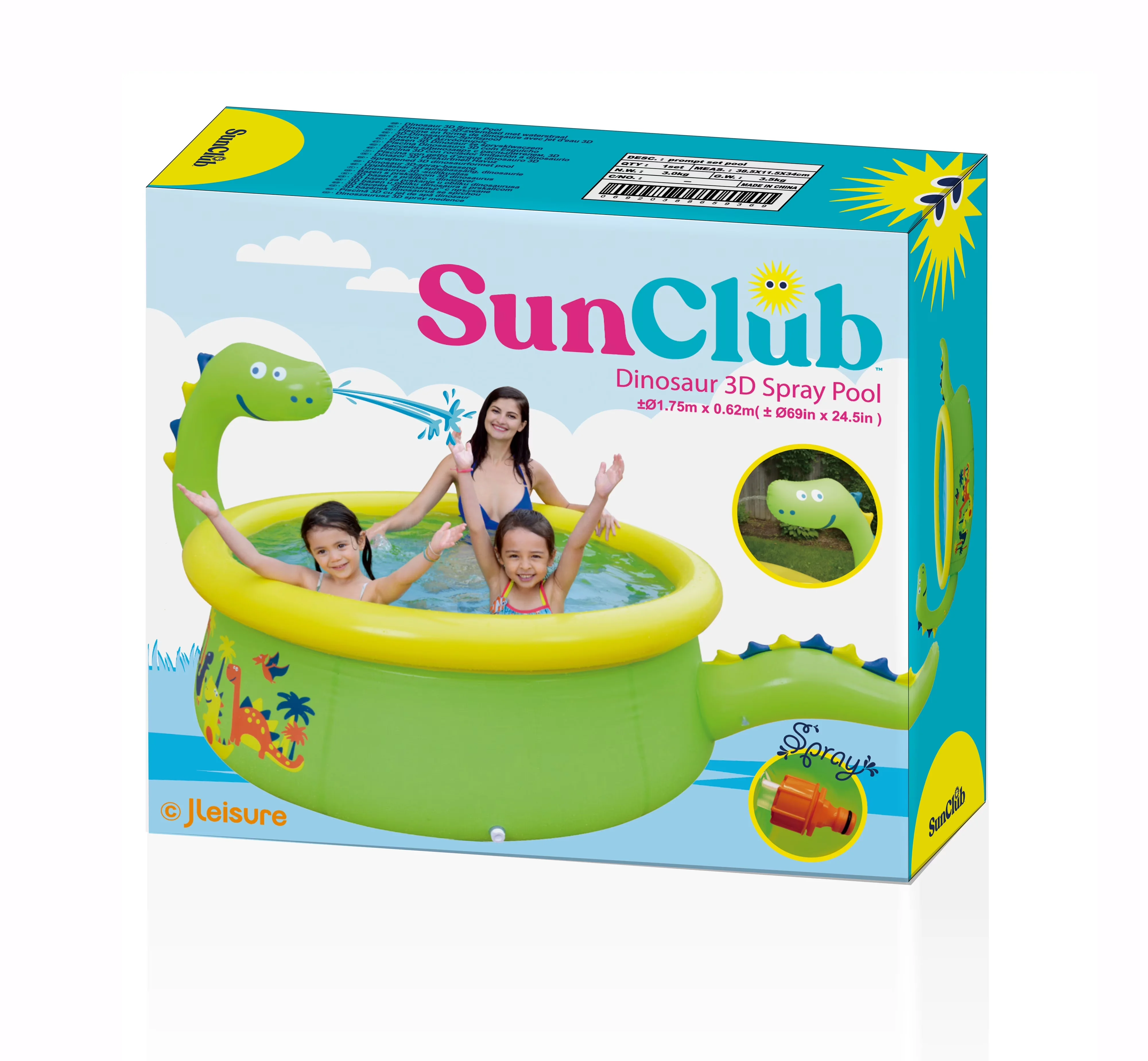 Modern Inflatable Pool with Hose adapter included, Easy to use drain valve, Inflatable top ring pool - Green Model 321B6A