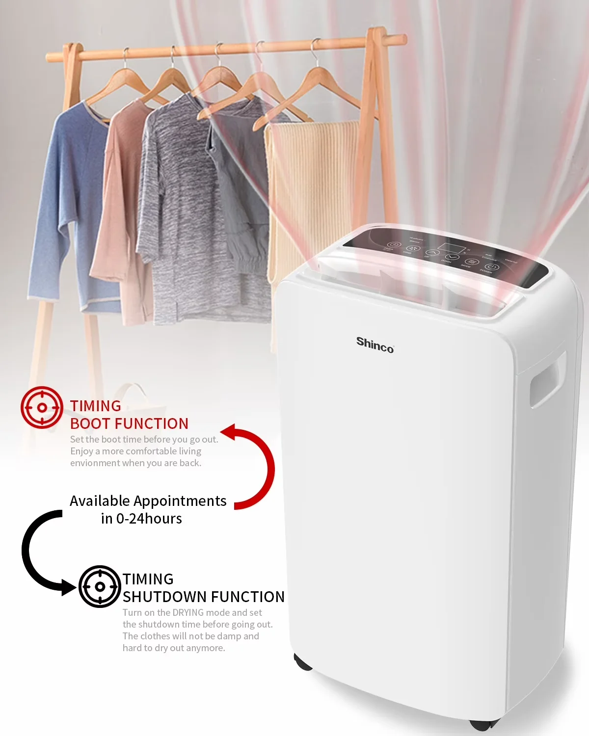 Versatile Dehumidifier with Automatic Defrost Control, Adjustable Humidistat, Automatic Shut-Off - White Model B09C5A