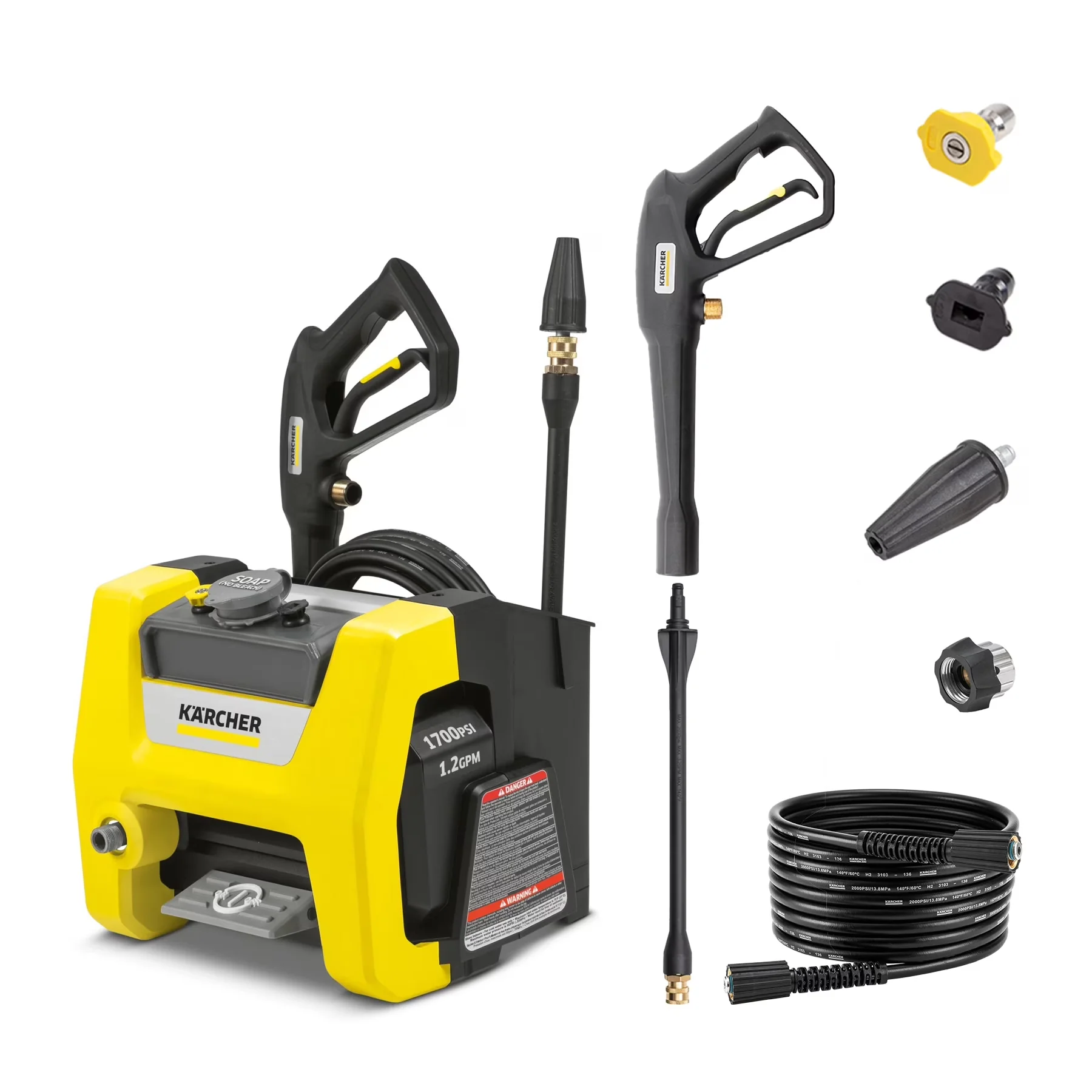 Durable Pressure Washer with Quick Connect Tips, Detergent Tank, Kärcher K1700 Cube - Model 532533