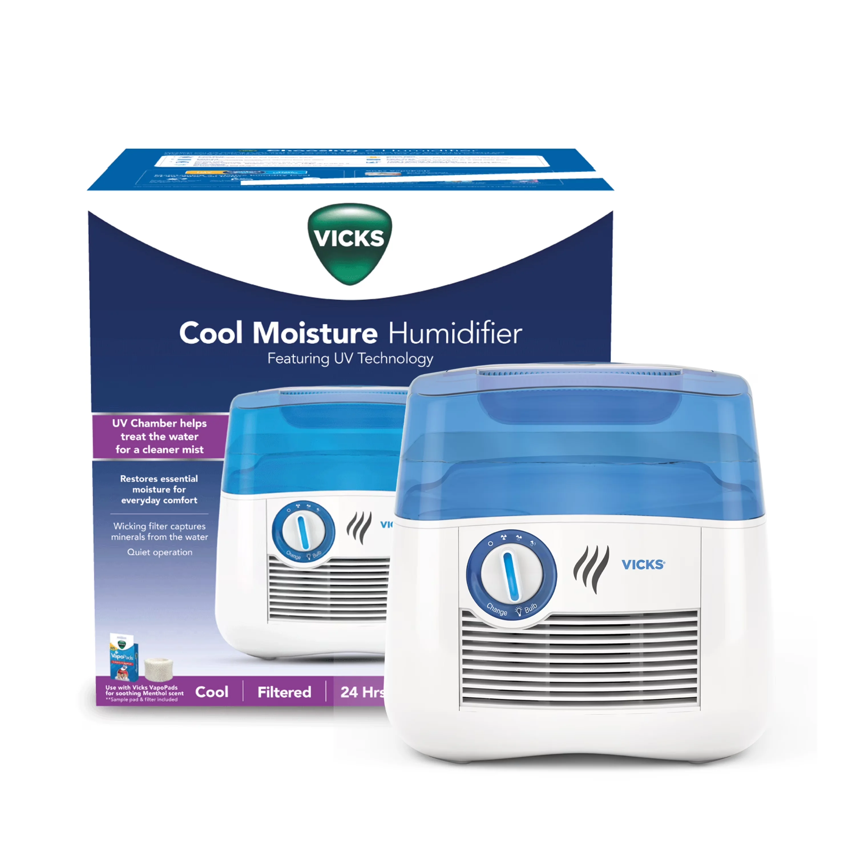 Durable Humidifier with Variable Speed, Designed for large rooms, Quiet operation won’t disturb sleep - White for Large, Rooms Model 167786