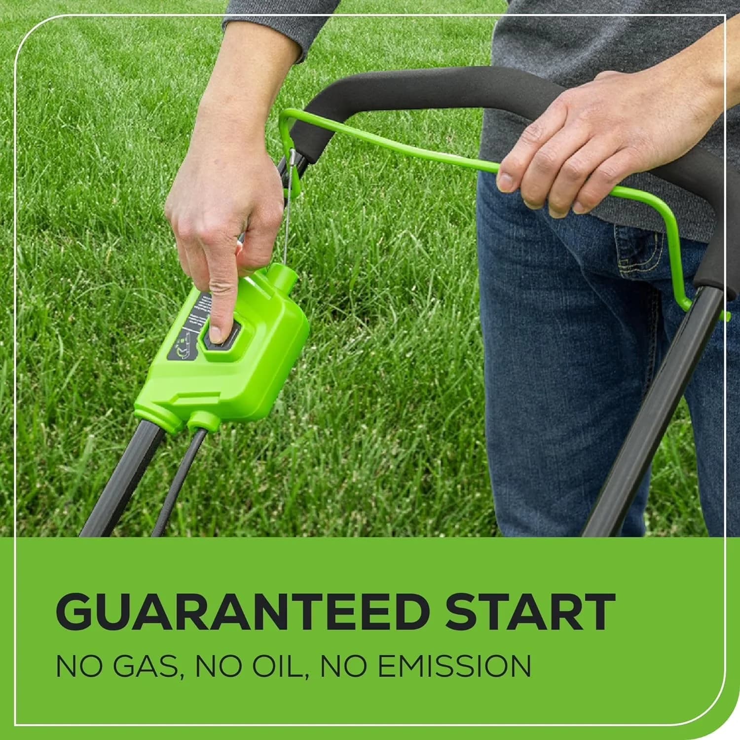 Modern Push Mower with Battery, 40V, Bagger - Green for Everyday Use Model CFF616