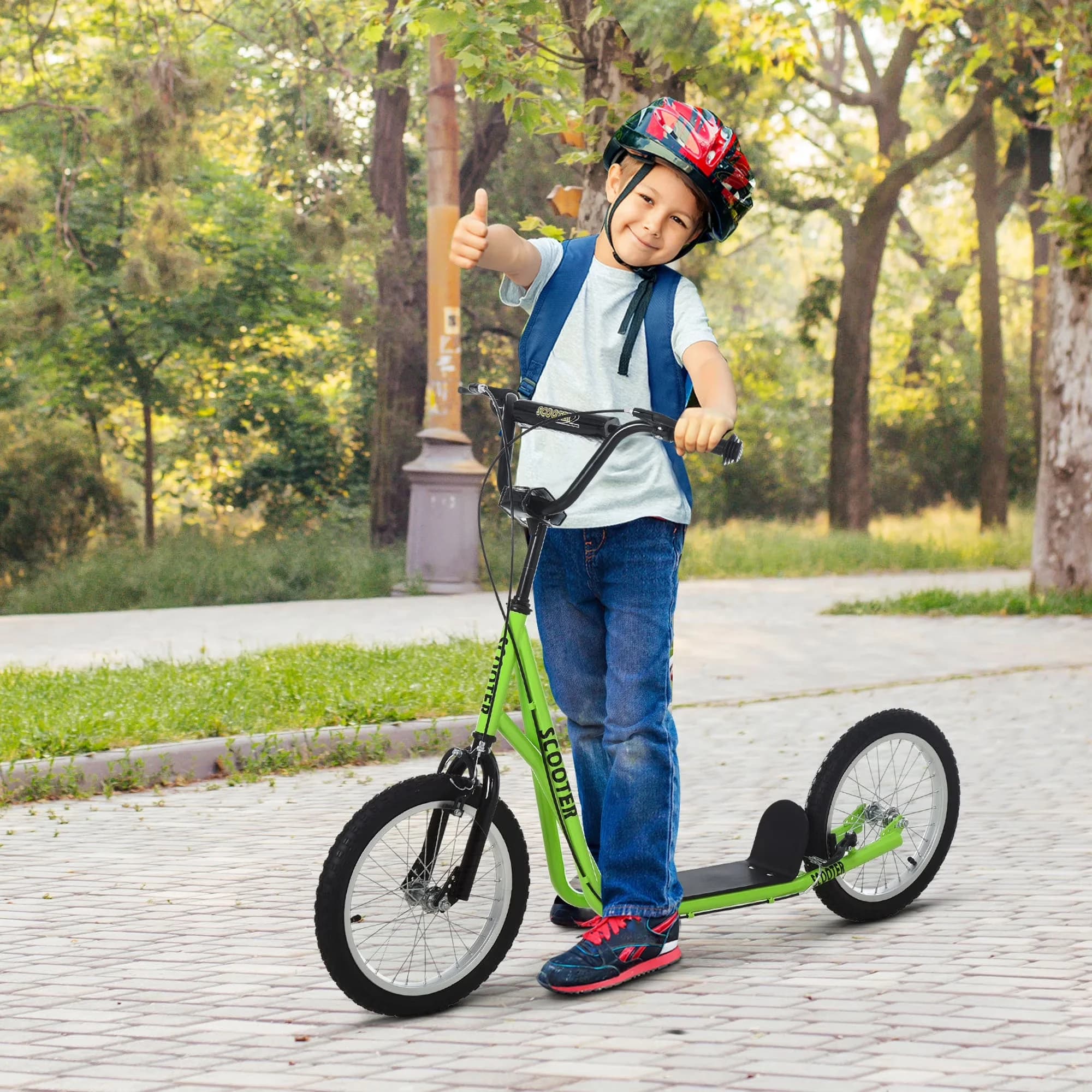 Scooter Professional with Youth Kick - Green Steel, Aluminum, Rubber, Pp Model 51FFB1