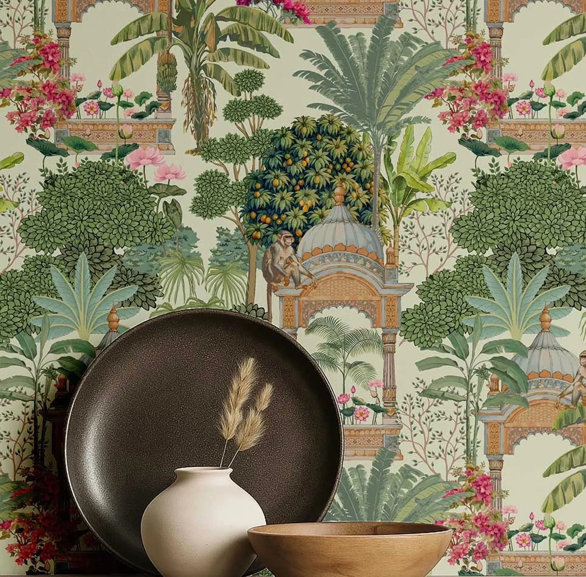 Quality Wallpaper with Durable, Waterproof, Stain Resistant - Green (Plain Vinyl) Vinyl for Bathroom Model 5E65C2
