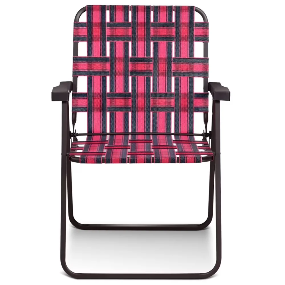 Stylish Beach Chair with Folding, Folding Aluminum Webbed Lawn Chairs - Red Model B713B0