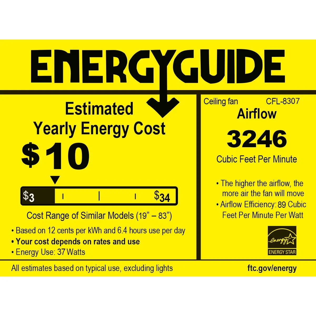 Ceiling Fan Essential with Incandescent, Glam, Remote Controlled - Glass Black Model EF9015