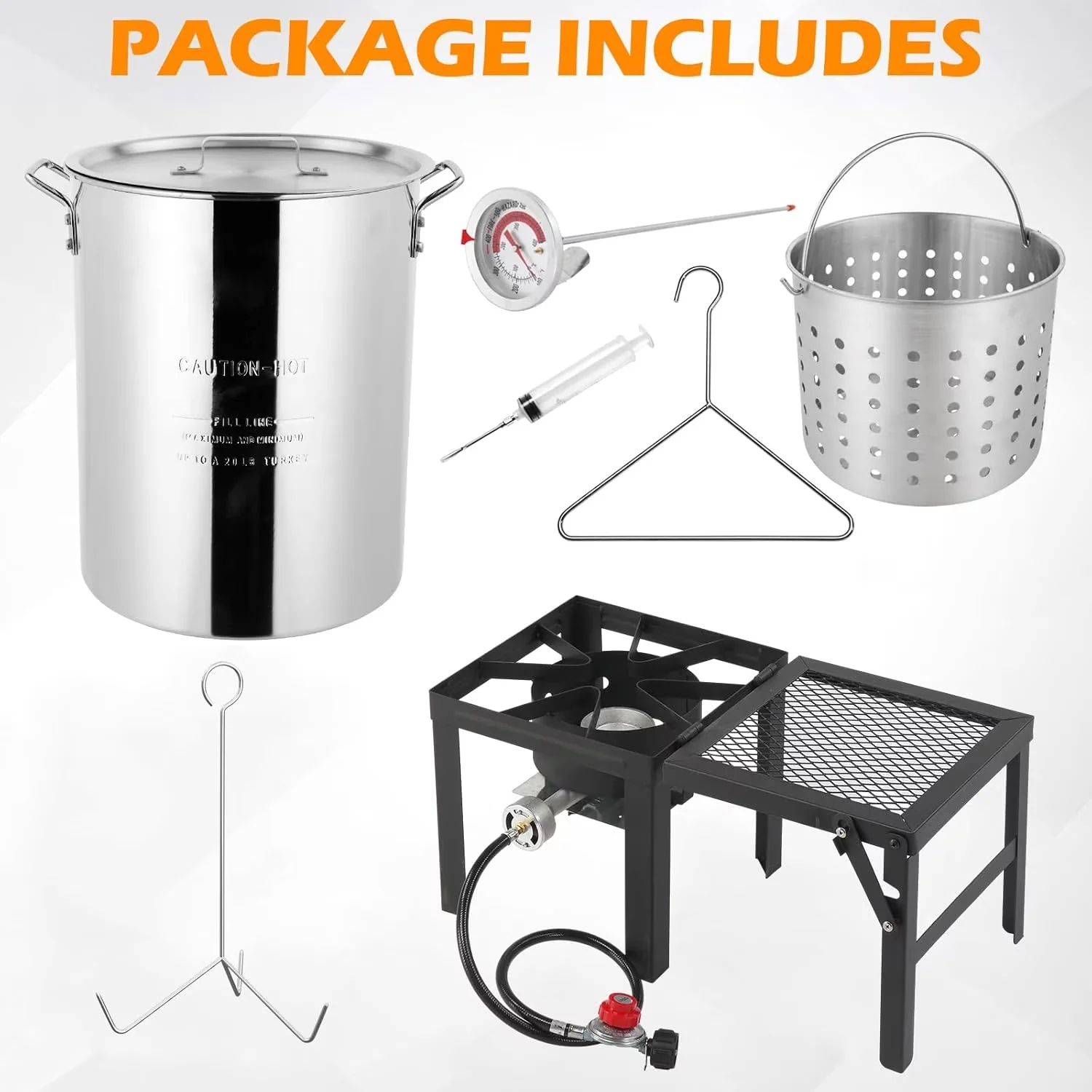 Efficient Outdoor Fryer with 55000 BTU, Thermometer, Marinade Injector - Model 404038
