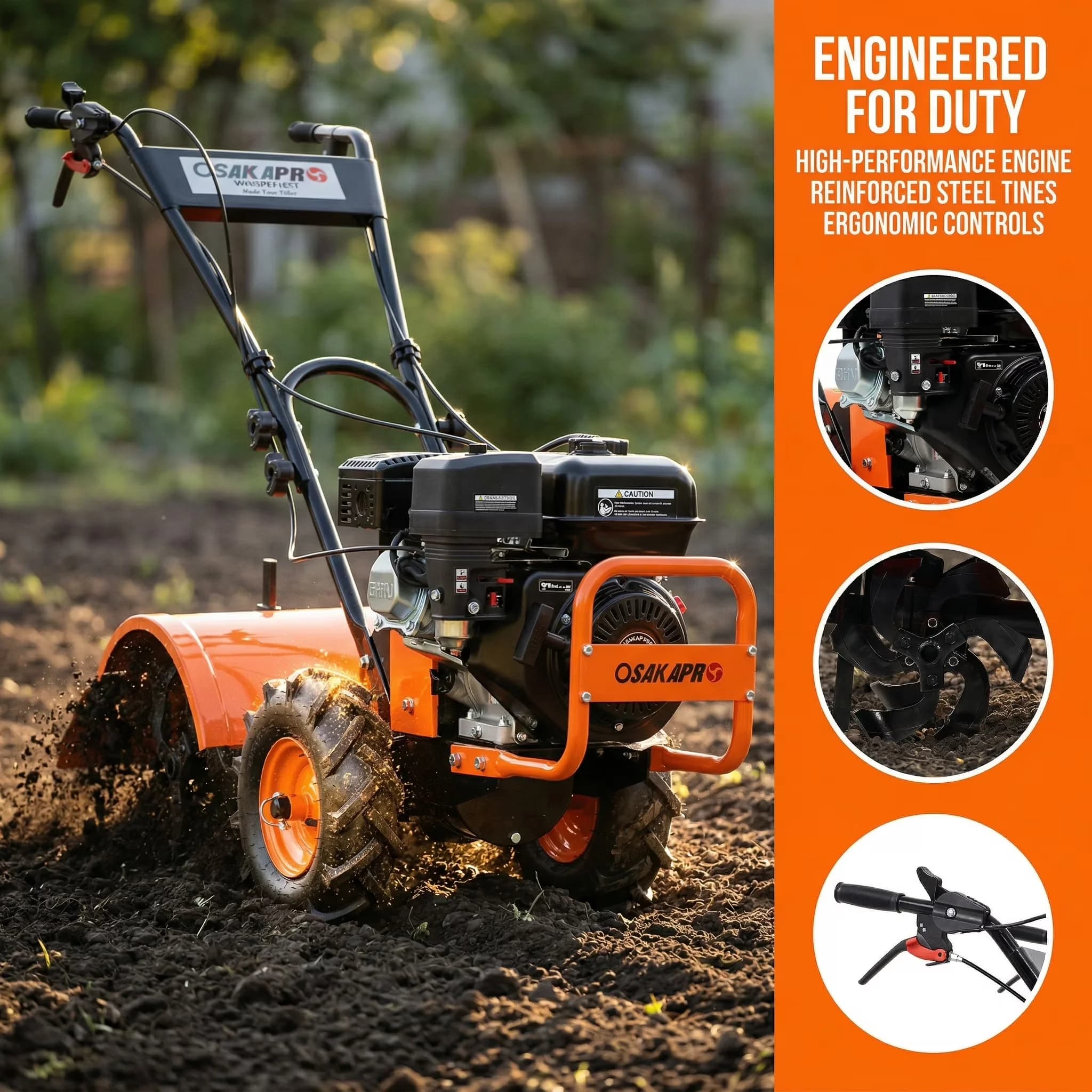Versatile Trillers Cultivator with Battery, Heavy duty Power tiller, Garden Soil Prep - Model D5672D