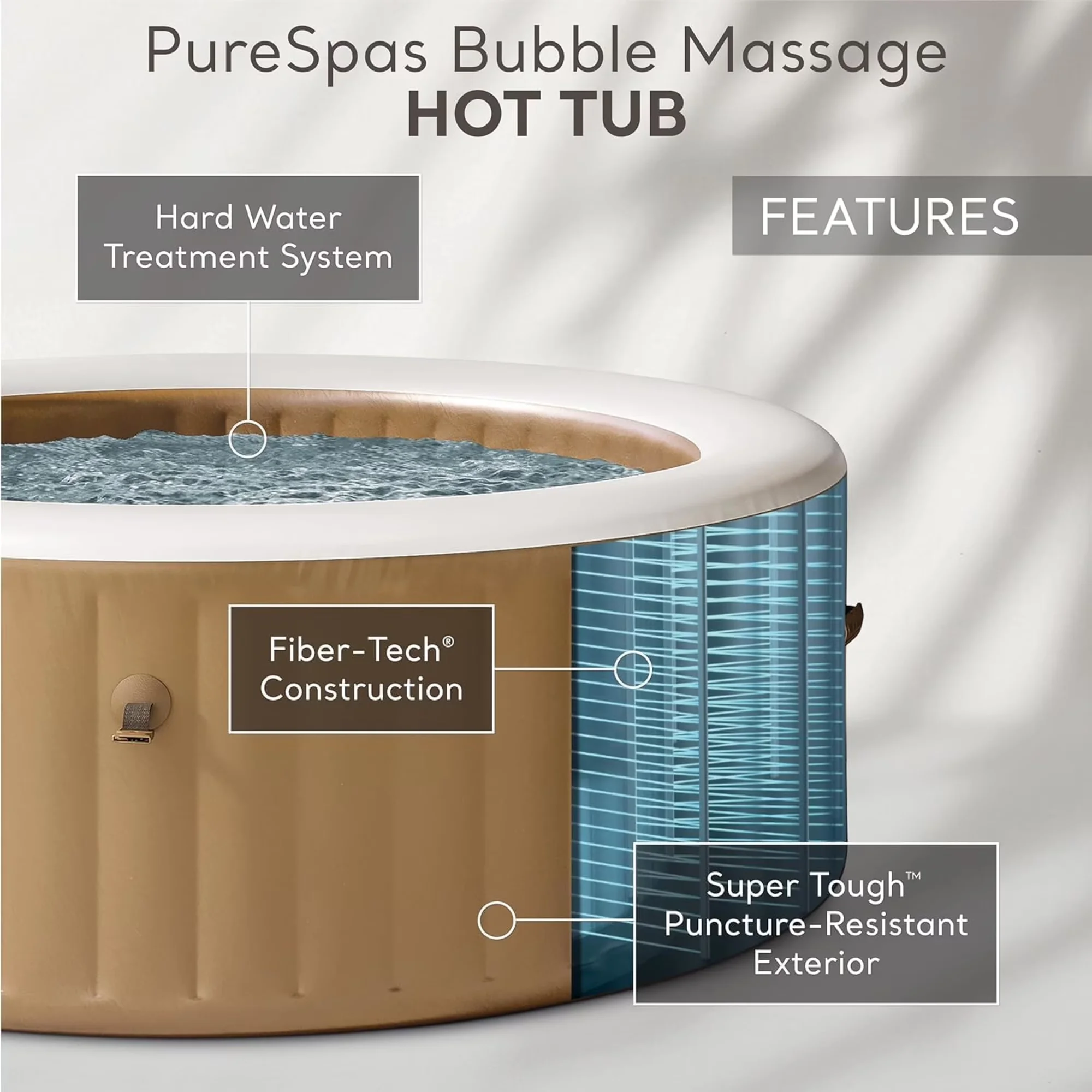 Quality Hot Tub with Inflatable, 4 Person, : PureSpa: Sahara Tan Inflatable Set - Model 153E48