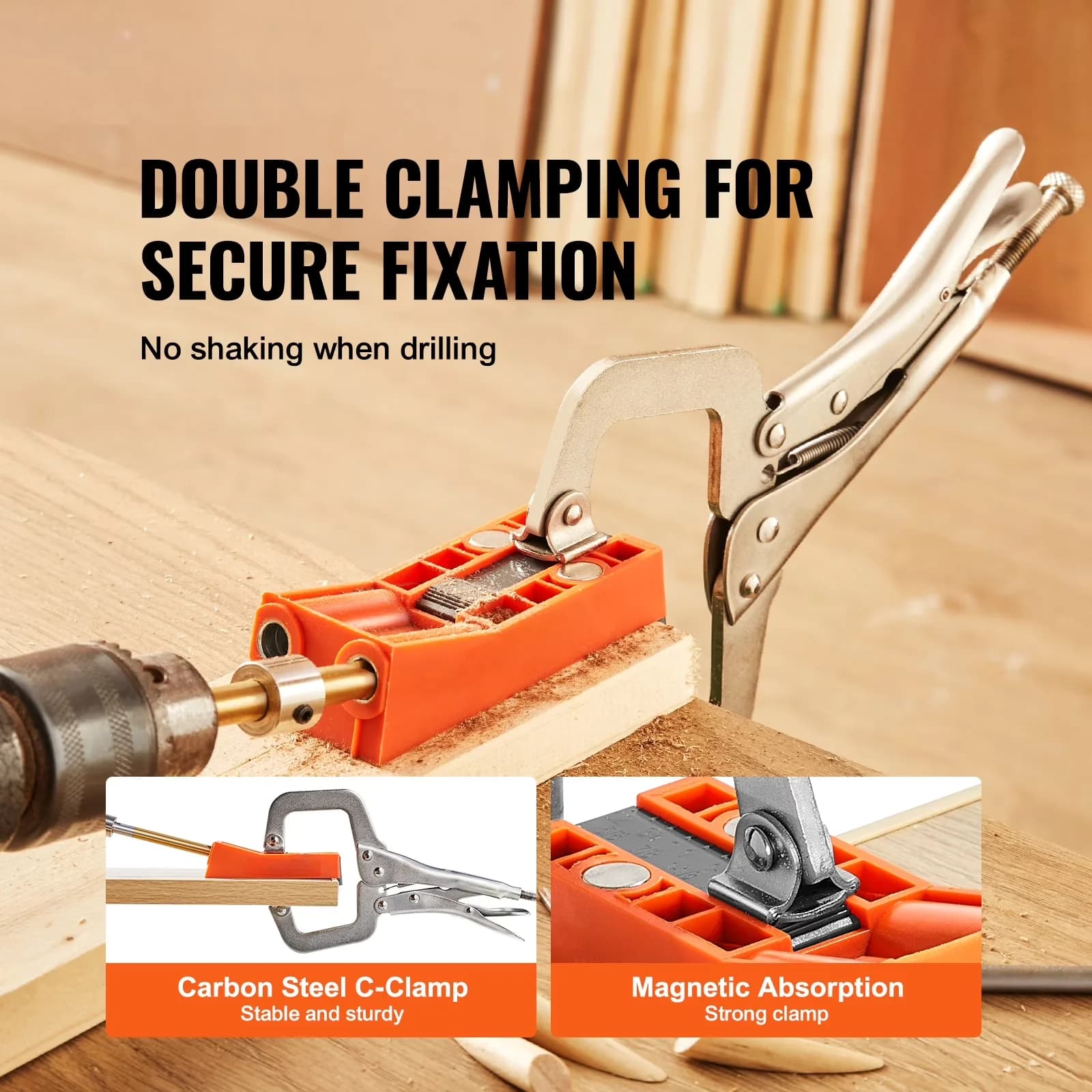Woodworking Premium with Adjustable, Pocket Hole Jig, 9" C-clamp - 56 Pcs Model CE7A2F