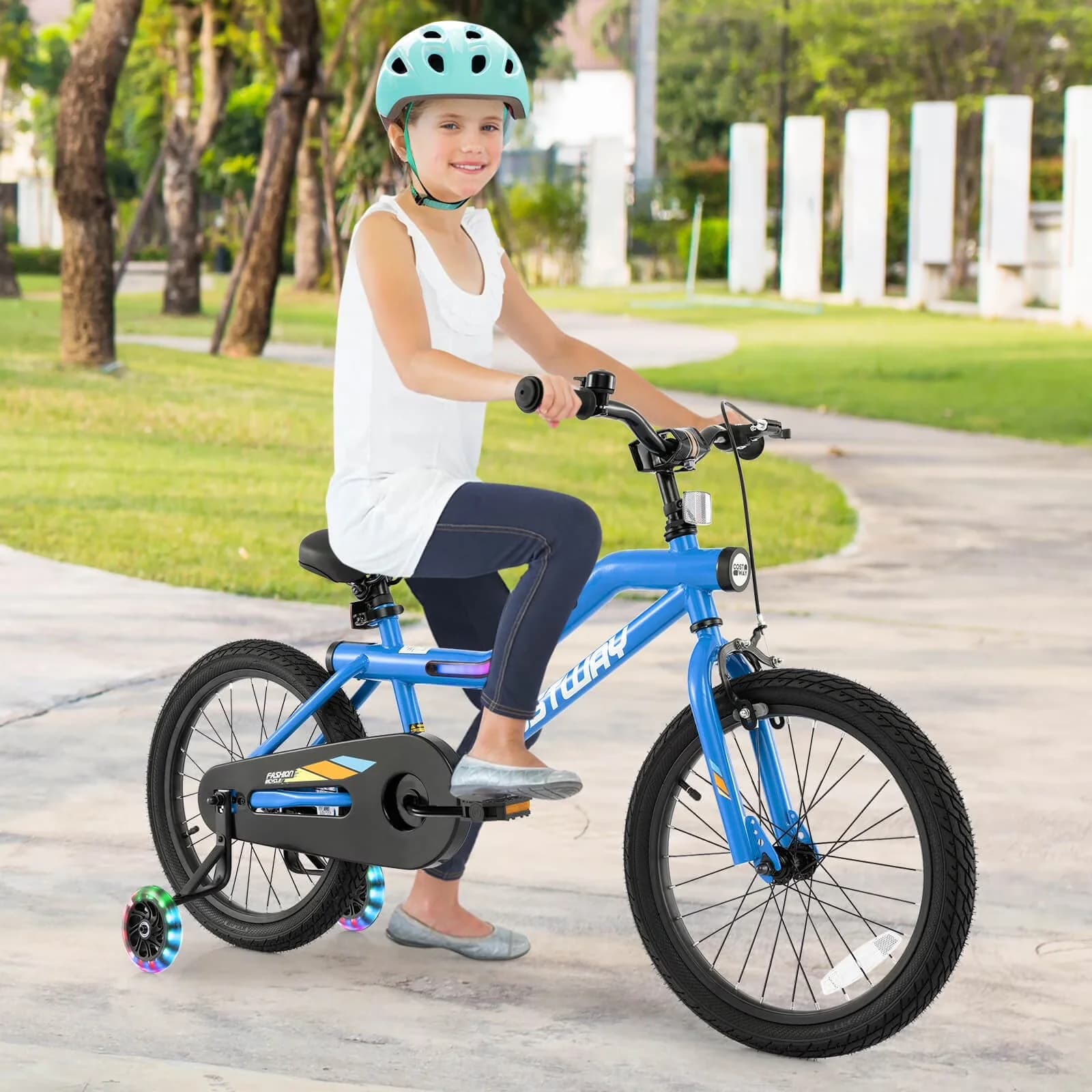 Professional Kids Bike with LED, Adjustable Seat, 18" LED Lighted - Blue Model 817372
