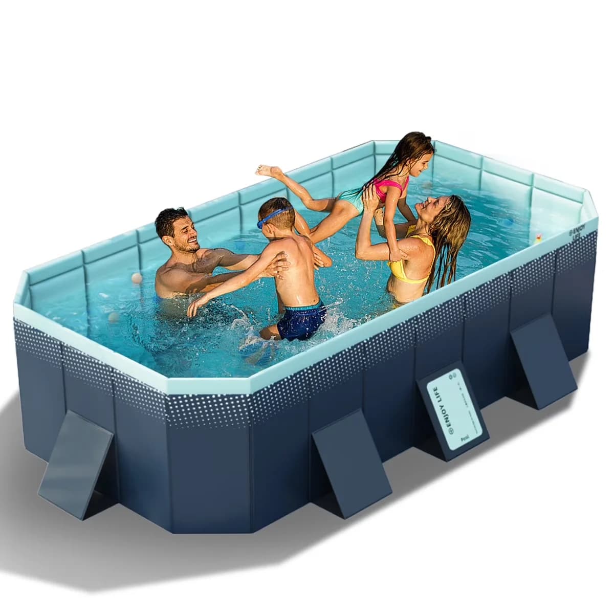 Quality Inflatable Pool with Outdoor Foldable Swimming Pools, Non-Inflatable Hard Plastic - Blue for Garden Model 65ECA4