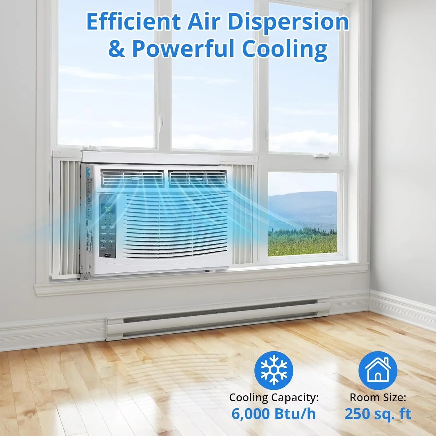 Durable Air Conditioner with 6000 BTU, Remote Controlled, Timer for Living Room, Small - Model C34A01
