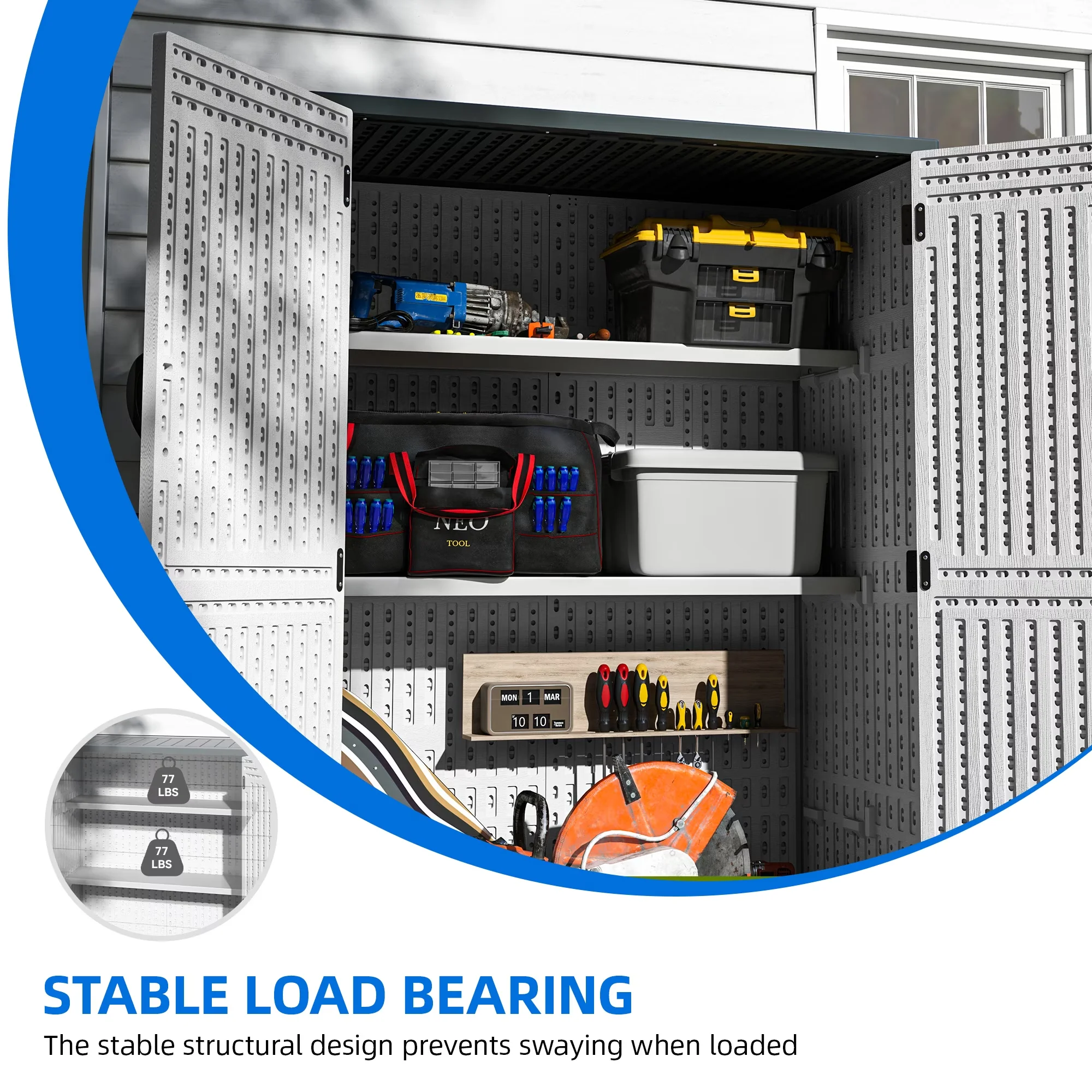 Shed Durable with 47 x 12.6 in Resin Shelves, Waterproof Storage Rack Accessories - Resin Gray Model CABD7A