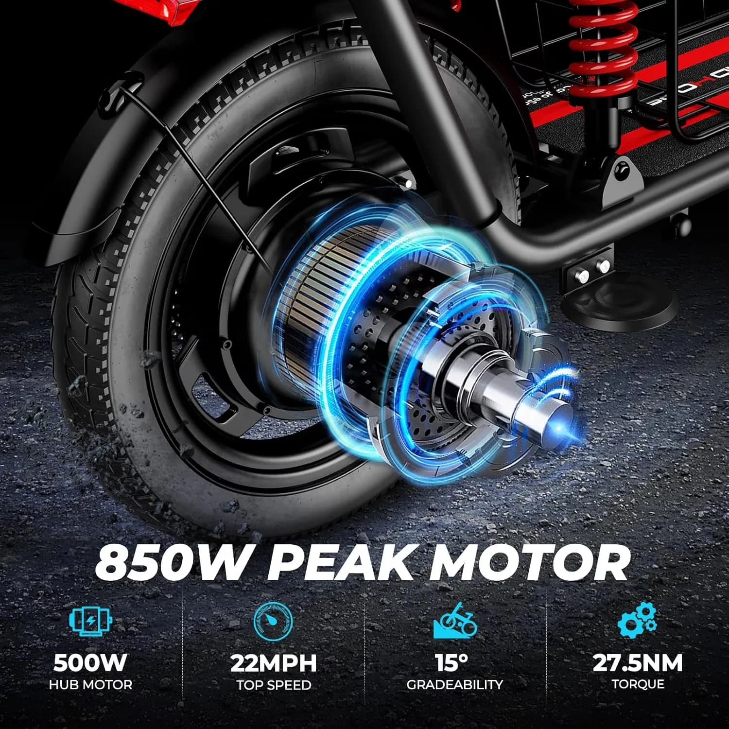Essential Scooter with 850W, Integrated Seat, Foldable - Black Alloy Steel Model 11FCE9