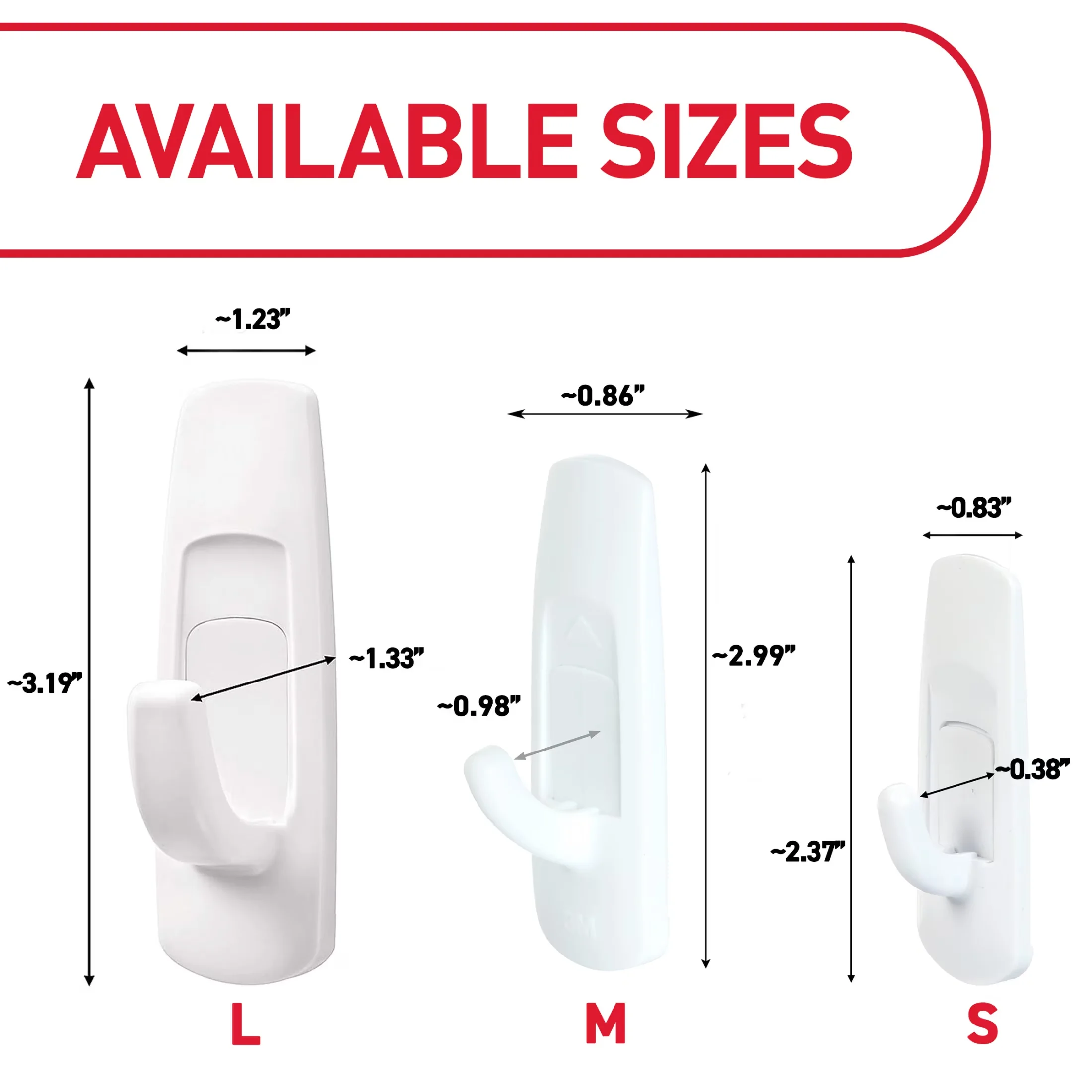 Damage-Free Hanging Durable with Easy Installation, Wall-Mountable - White Plastic Model 4EB038