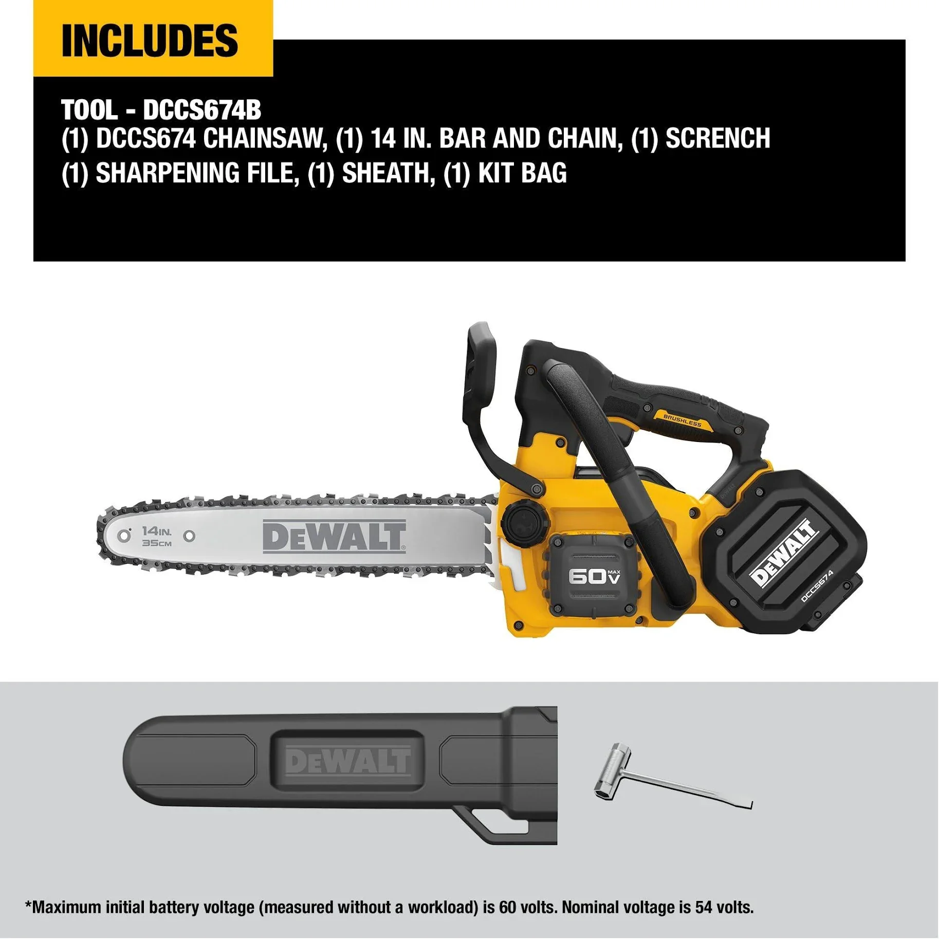 Modern Chainsaw with Battery, Adjustable - Handle - Compact and Portable Model B96FAB