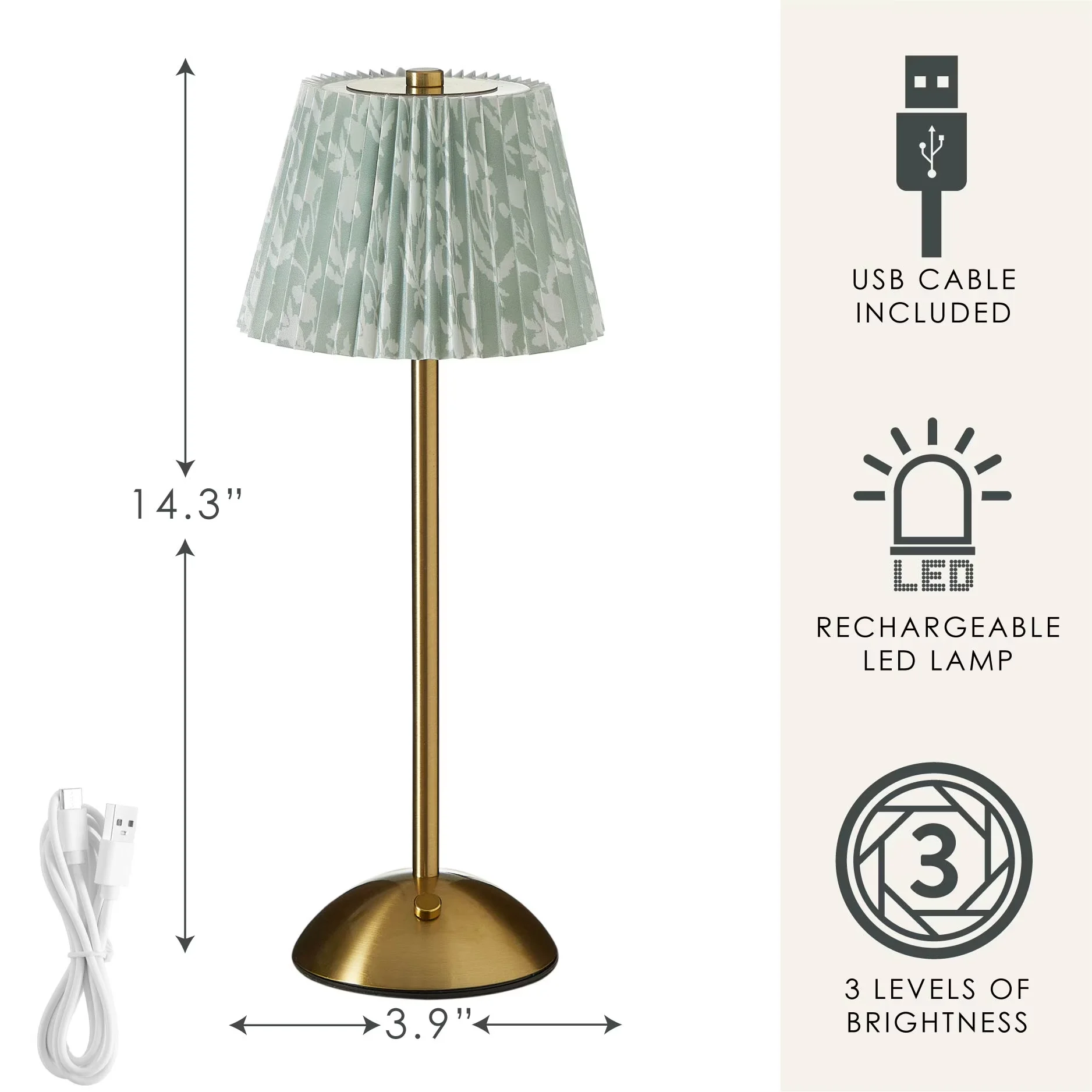 Premium Lamp with LED, Battery, Accent Lamps - Green Metal - Ergonomic Design Model 137E64