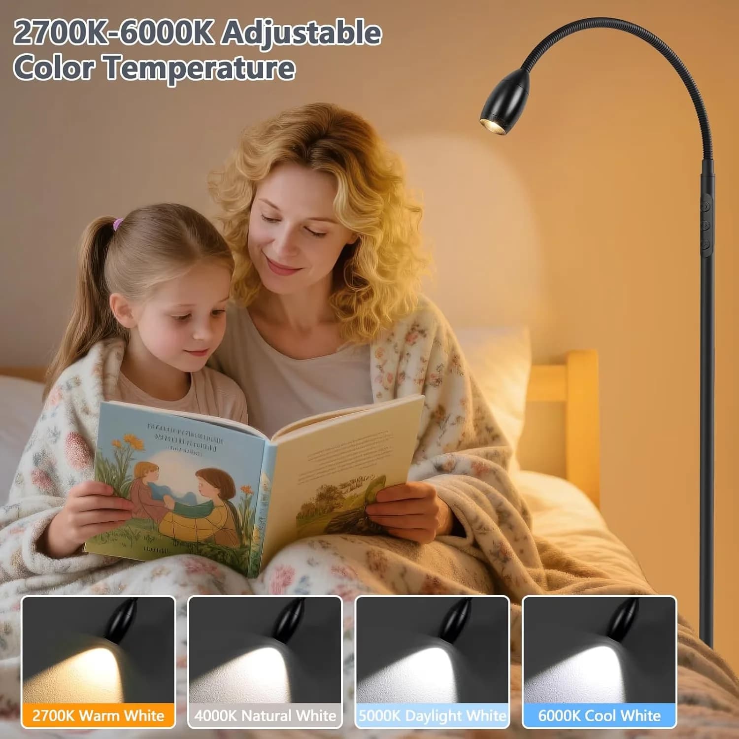 Versatile Floor Lamp with LED, Modern, Reading - Black Metal - Standard Series Model C9DA15