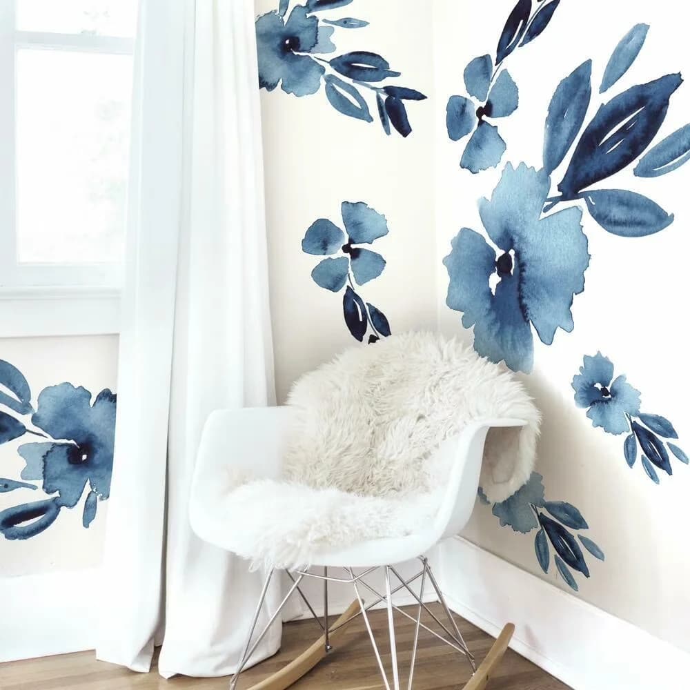 Durable Wallpaper with Reusable - Blue Vinyl Clara - Durable Build Model 2BD97B