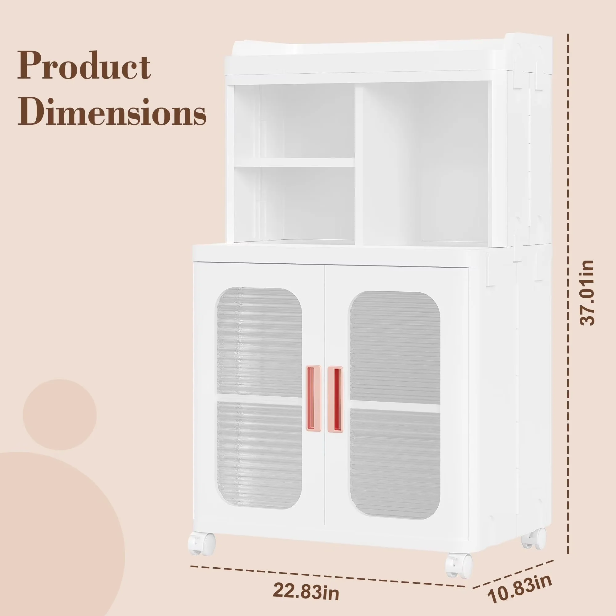 Kitchen Renovation Sleek with Wheeled, Modern, Floor Cabinet - White Pp Material Model F25596
