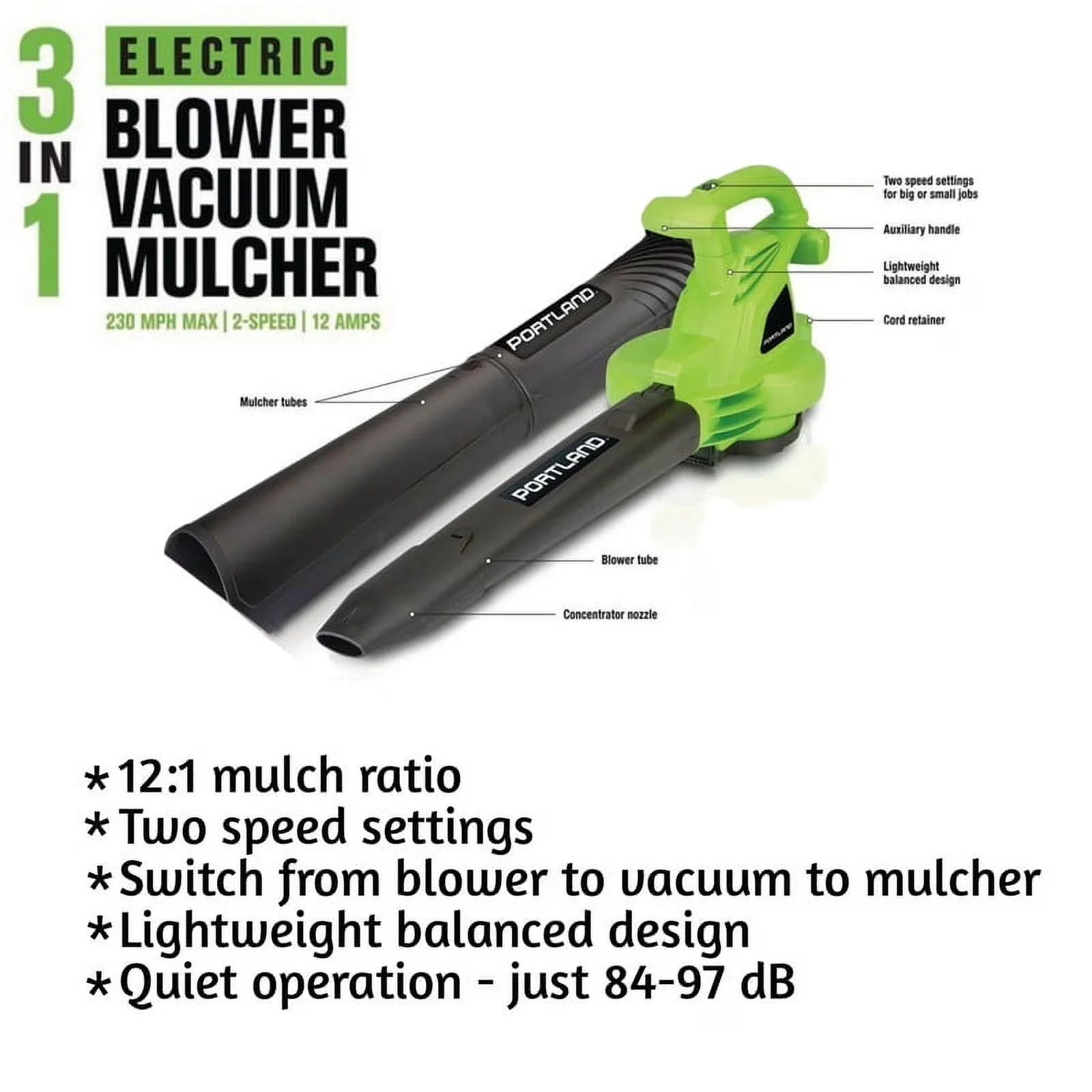 Versatile Leaf Blower with Battery, Flow rate: 375 CFM - 230MPH for Daily Use Model 78043A