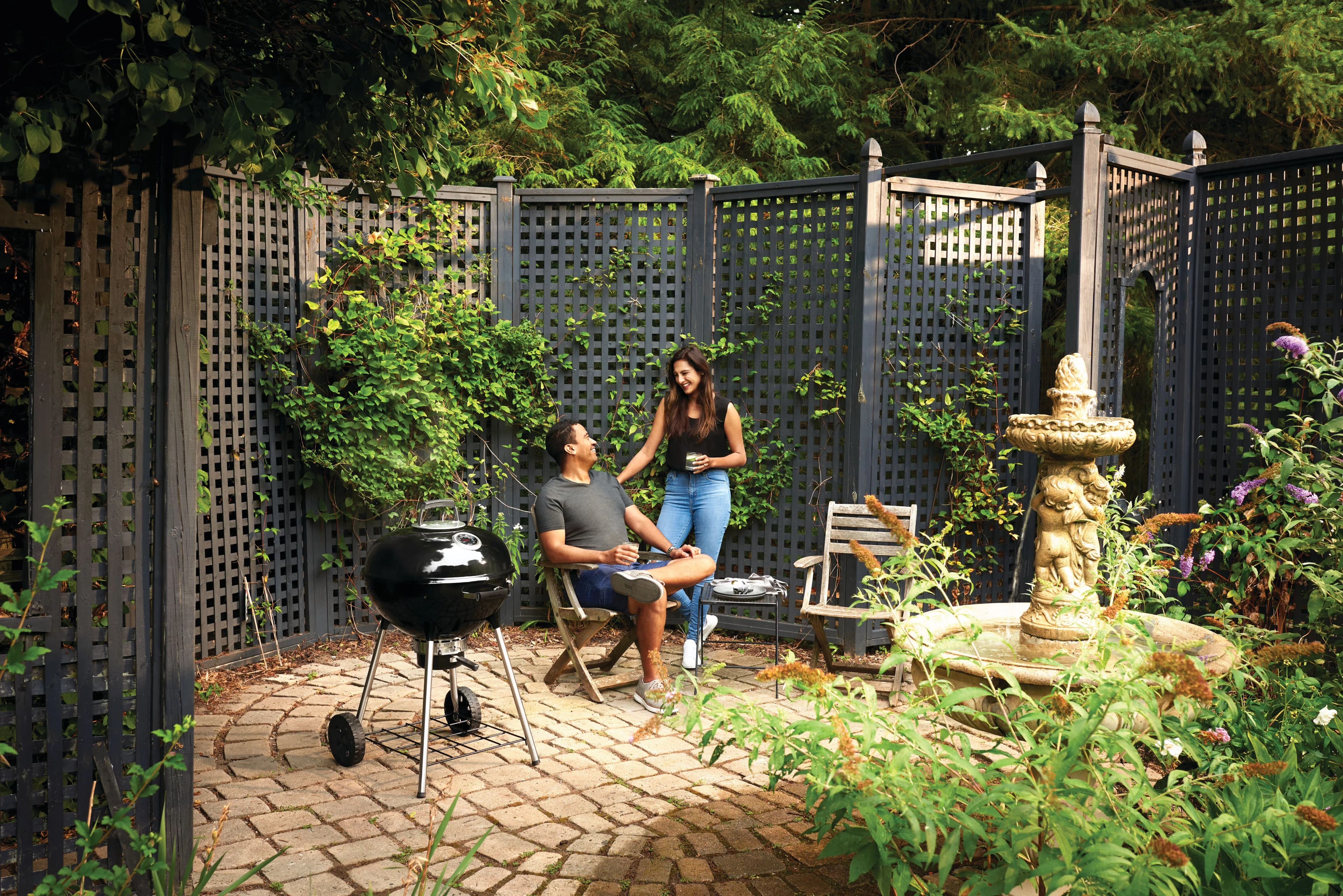 Charcoal Grill Sleek with Adjustable Air Vents, 22 in. Kettle in Black - Black Stainless Steel Model 15CADD