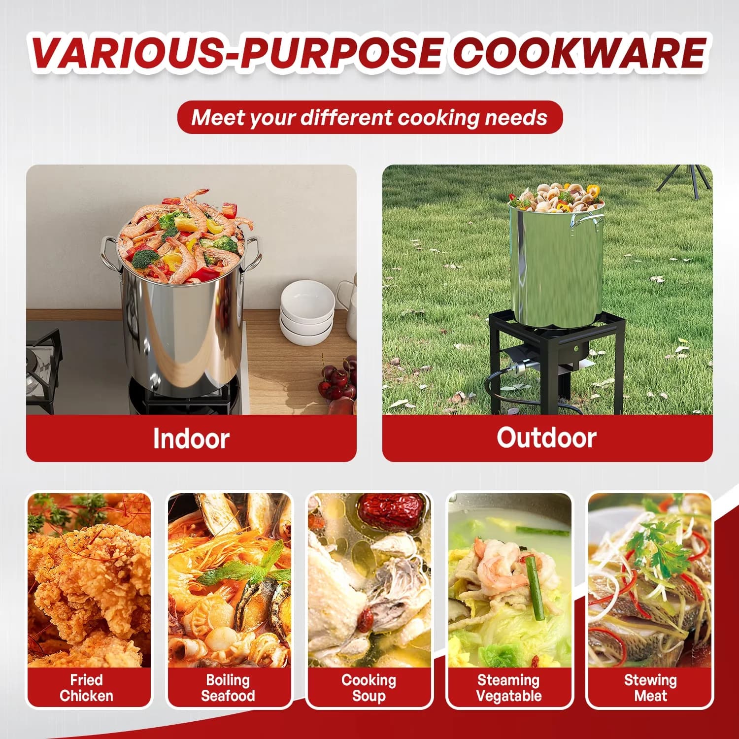 Outdoor Fryer Stylish with 55000 BTU, 12-inch Skimmer and Waterproof Cover - Stainless Steel Silver Model 2A7D09