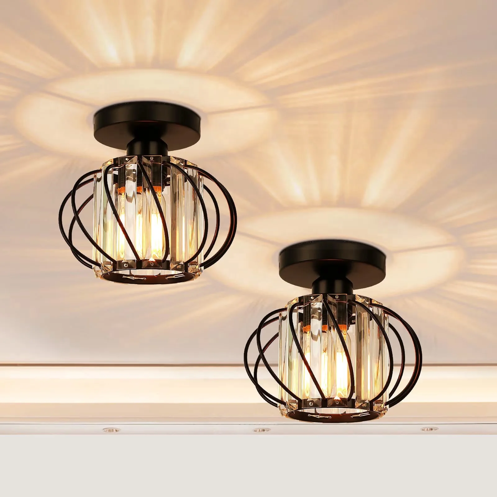 Essential Ceiling Lights Fixture with Incandescent, Energy Efficient - Metal Black Model D7D30A