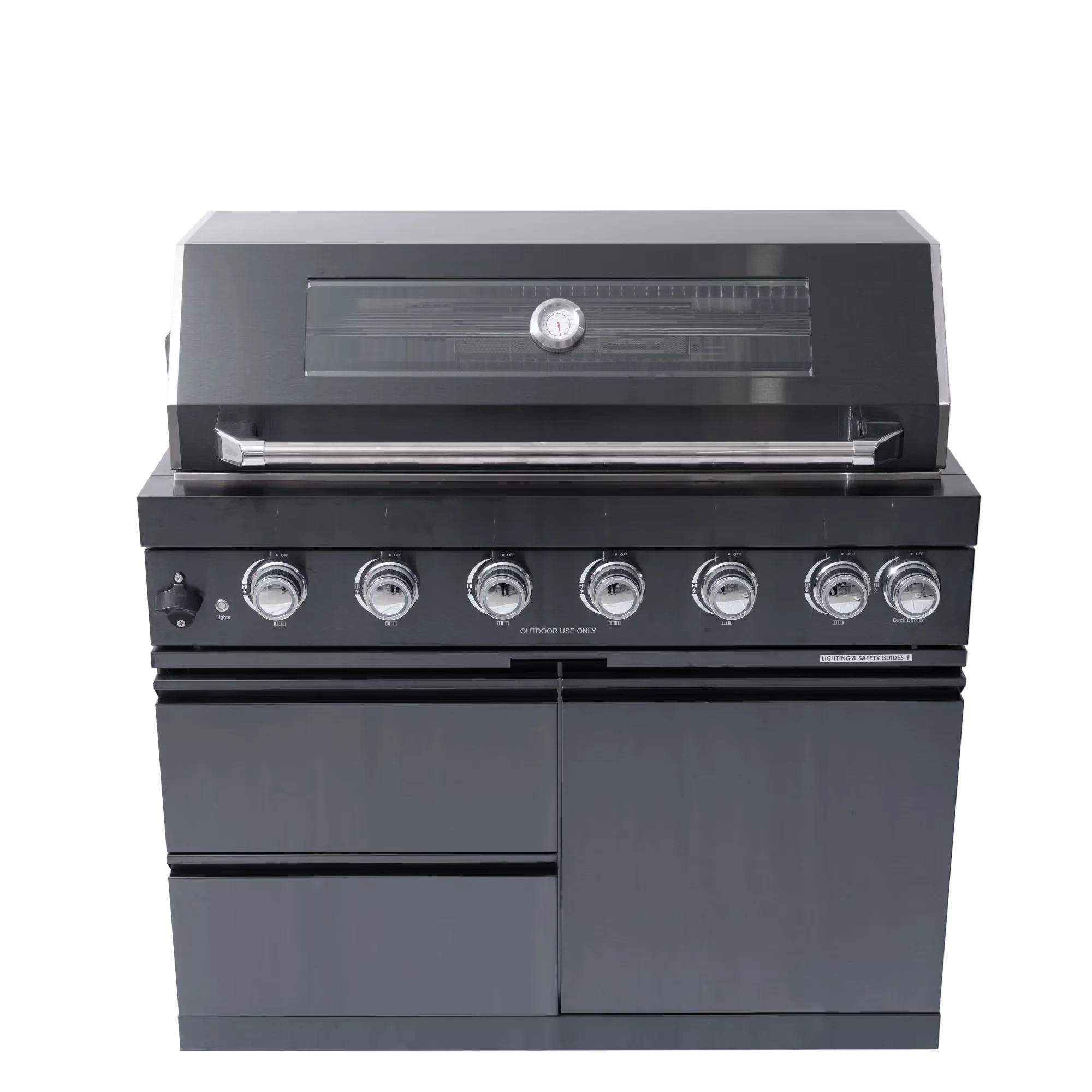 Gas Grill Efficient with Storage Rack, Heat Thermometer - Stainless Steel Black Model 513EBB