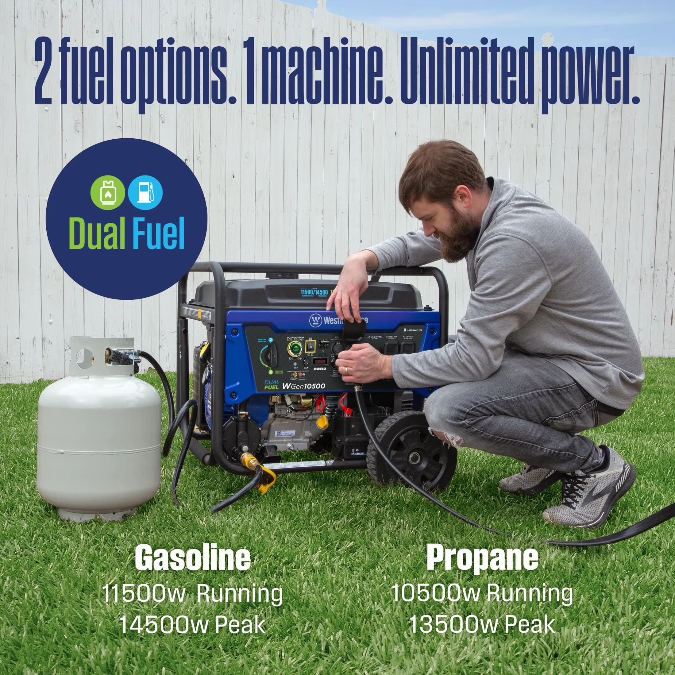 Modern Generator with Usb Port, CO Sensor, 14500 Watt Dual Fuel Portable - Model DCA7B8