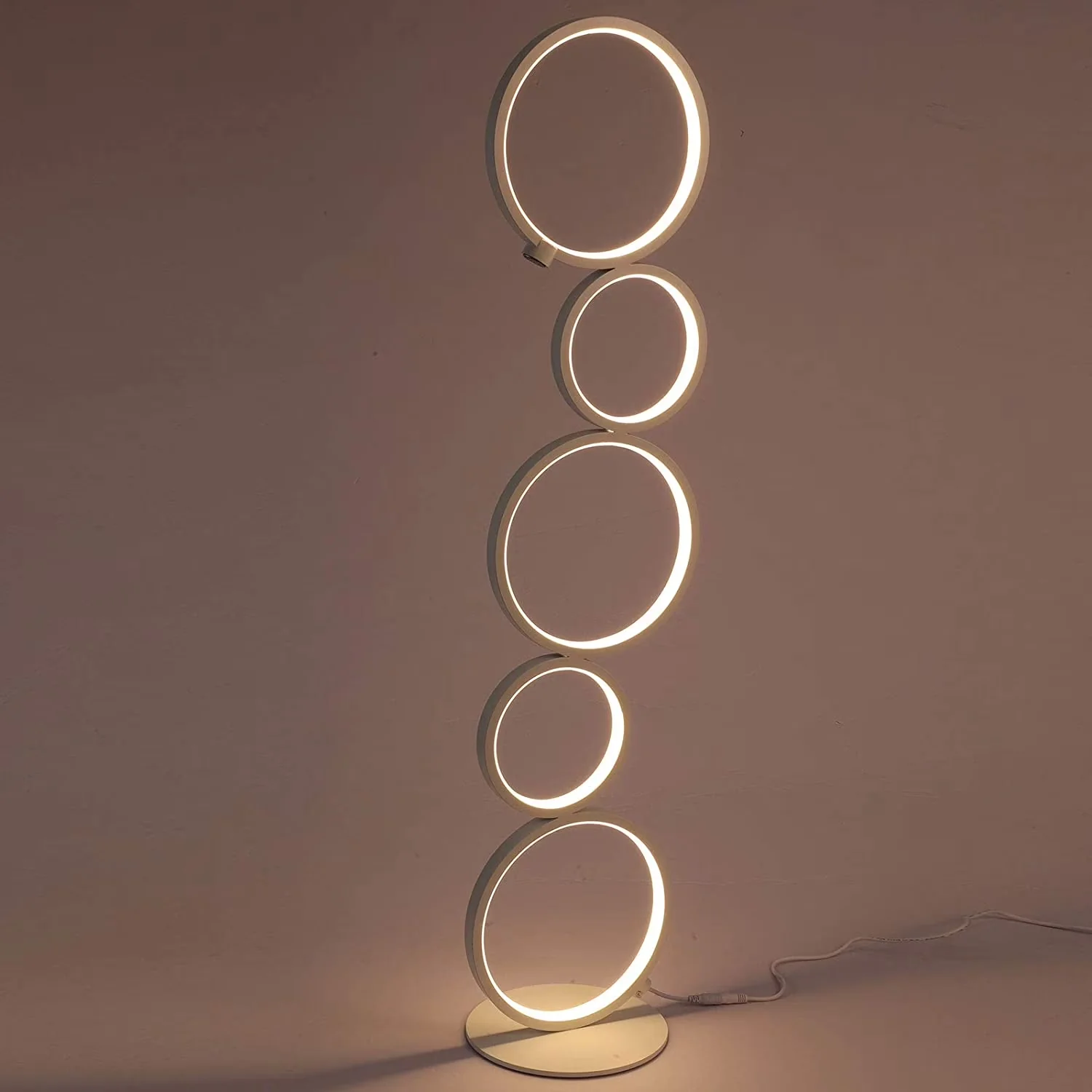 Innovative Floor Lamp with LED, Standard Lamps, Dimmable - White Aluminum, Iron, And Silicone Model 6FDF03