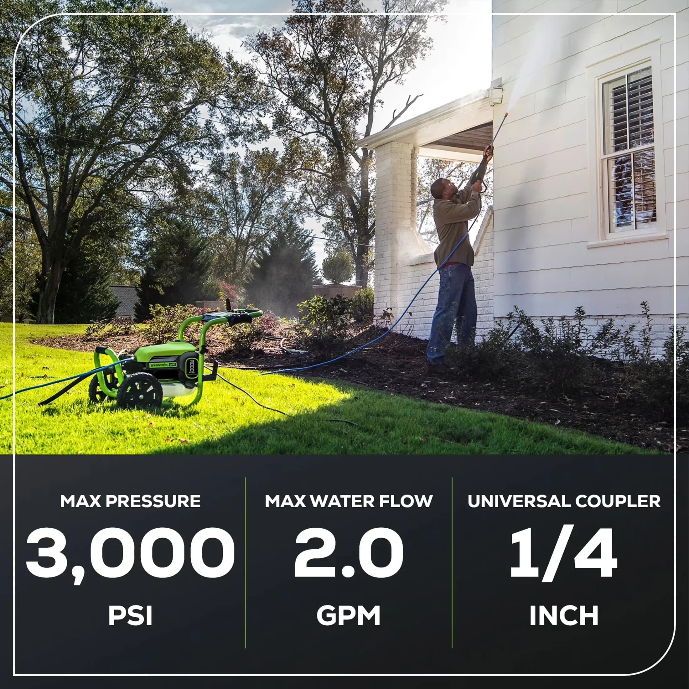Innovative Pressure Washer with Kink Free Hose, Interchangeable Wand - Brushless Model 788BF4