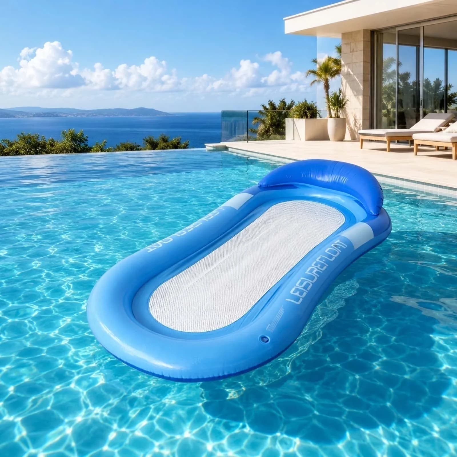Stylish Inflatable Pool with Family Swimming Pools, Swimming, 63" x 35" x 11.8" Blow up - Blue Model A161AA