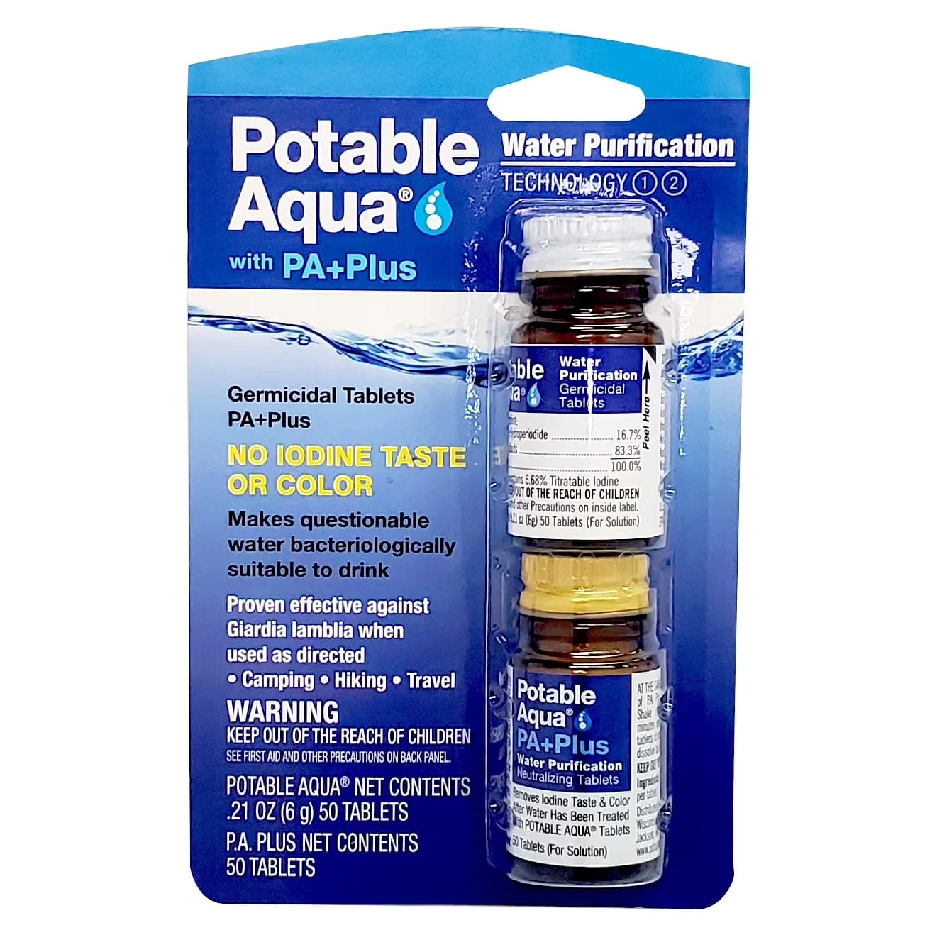 Water Filtration Durable with Two 50 Count Bottles, PA Plus, Purification Tablets - Chlorine Model BD2BFE
