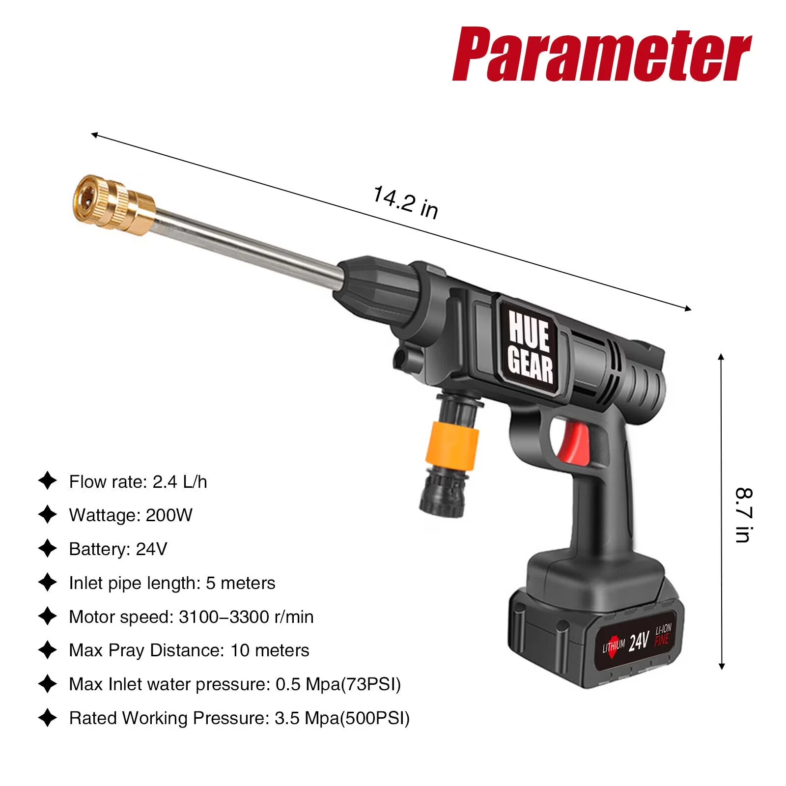 Professional Pressure Washer with Battery, 21V, 21V Cordless for Car, Patio - Model CDDA6C