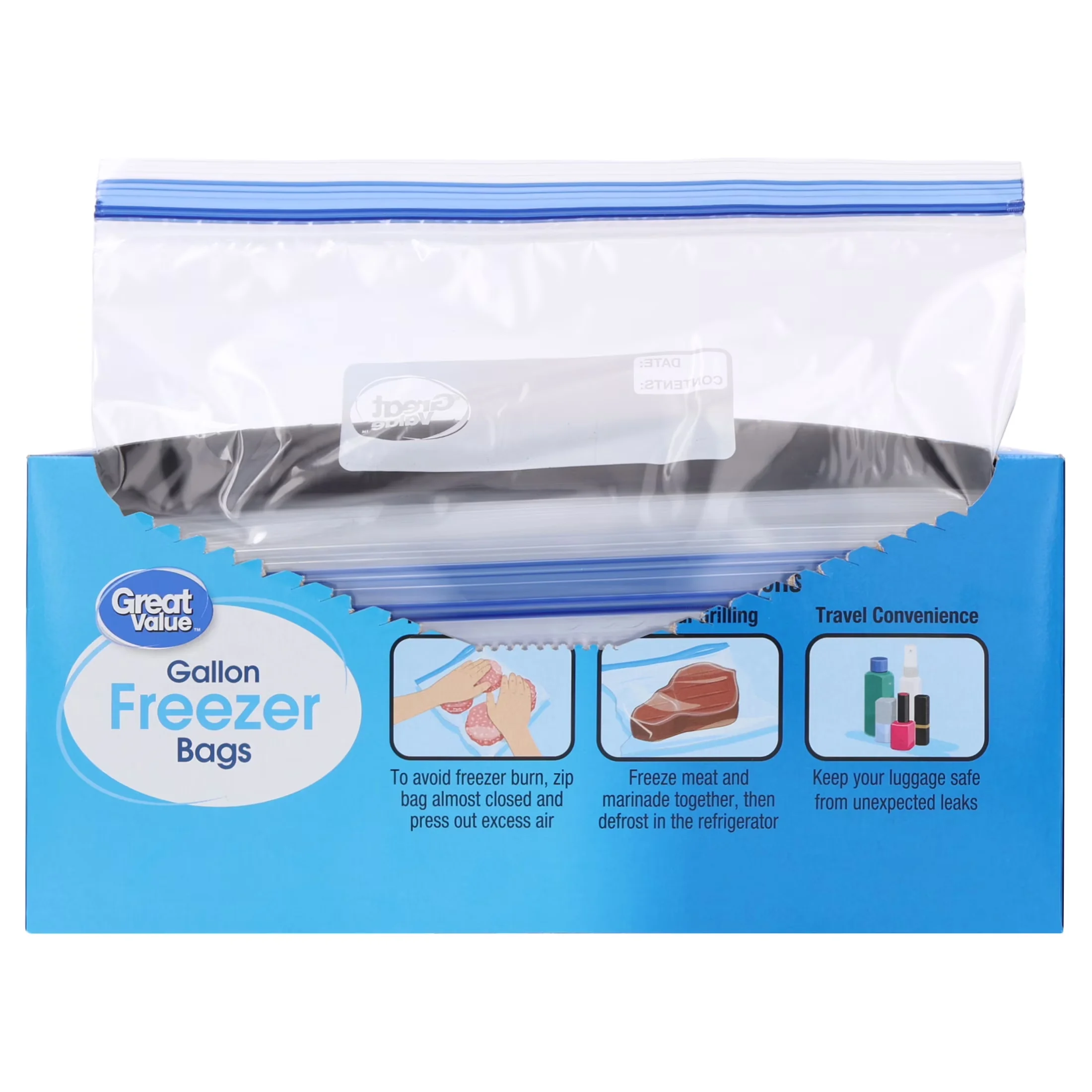 Compact Moving with All Purpose, Gallon Freezer Bags, Double Zipper - Clear Plastic Model 3044C1