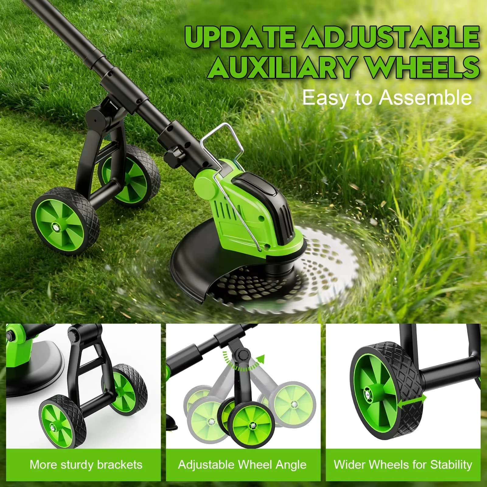Compact String Trimmer with Battery, Brushless, Electric Weed Eater Battery Powered - Green Model 5D67A8